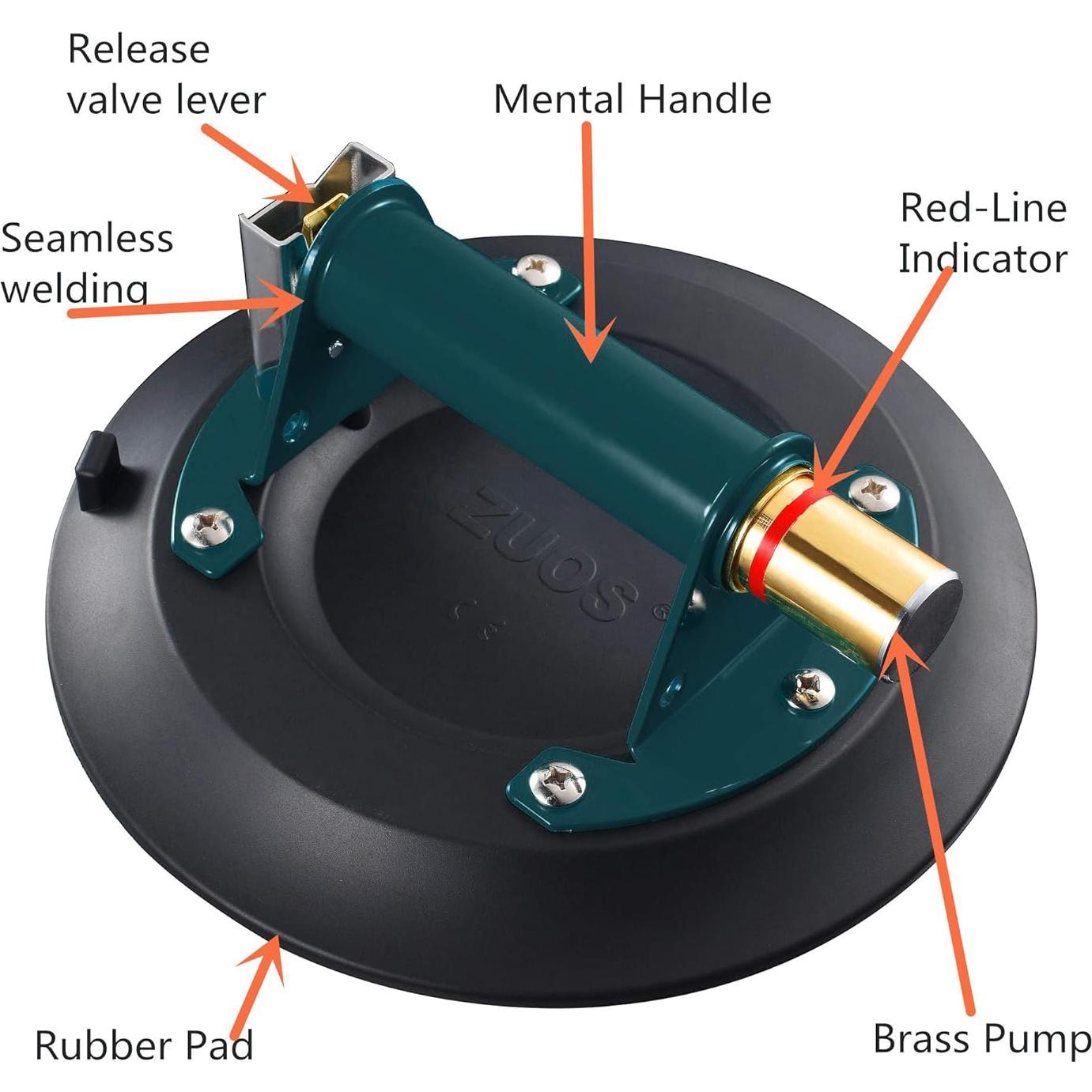 Ventosa de vidrio ZUOS TOOLS 9" para levantamiento 317.5 kg