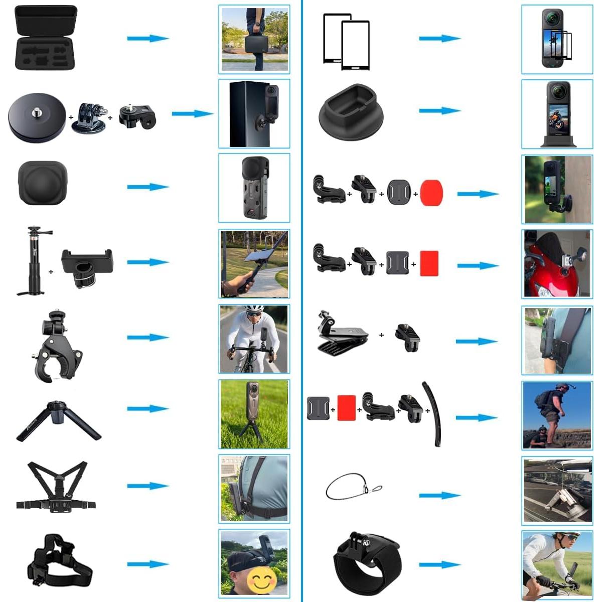 Kit de Accesorios para Cámara Insta360 X5/X4 con Estuche