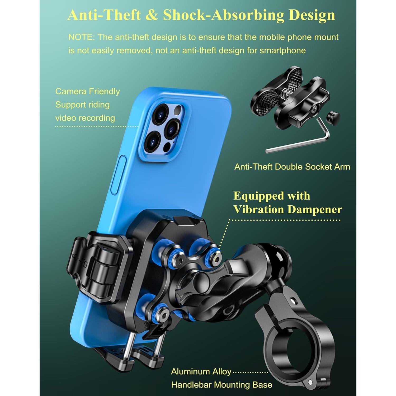 Soporte para Teléfono de Motocicleta BRCOVAN con Amortiguador
