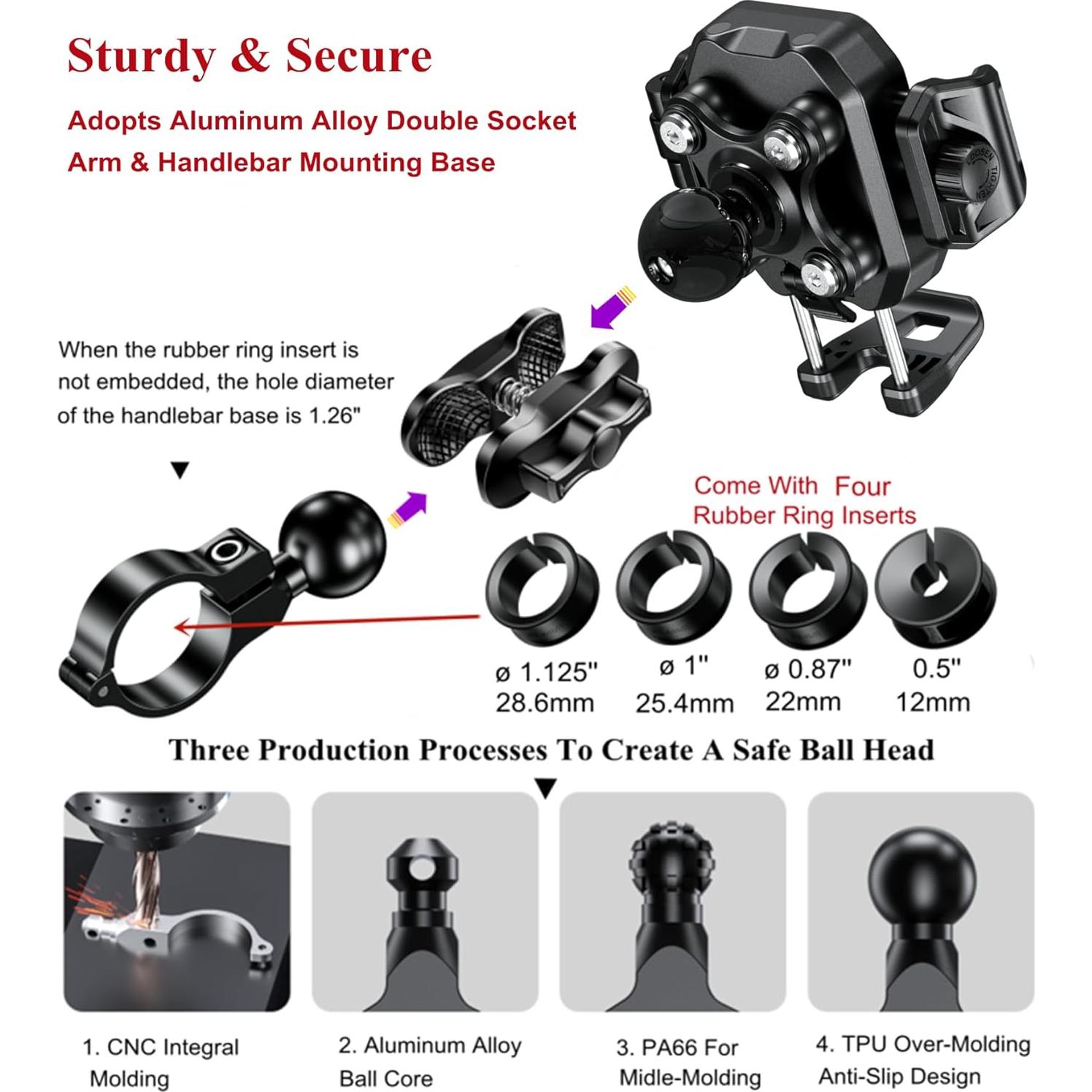 Soporte para Teléfono de Motocicleta BRCOVAN con Amortiguador