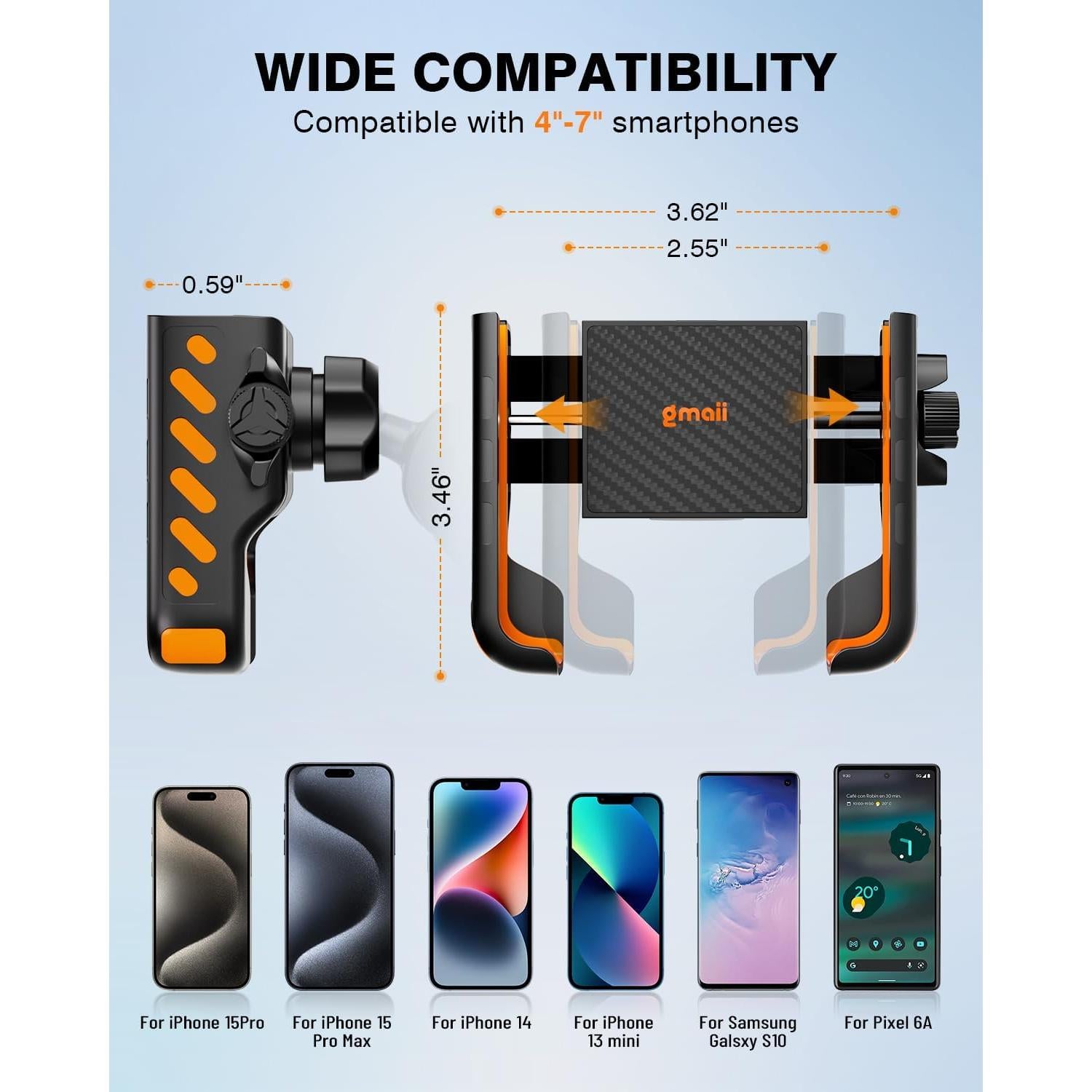 Soporte para Teléfono de Bicicleta GMAII Naranja 4-7"