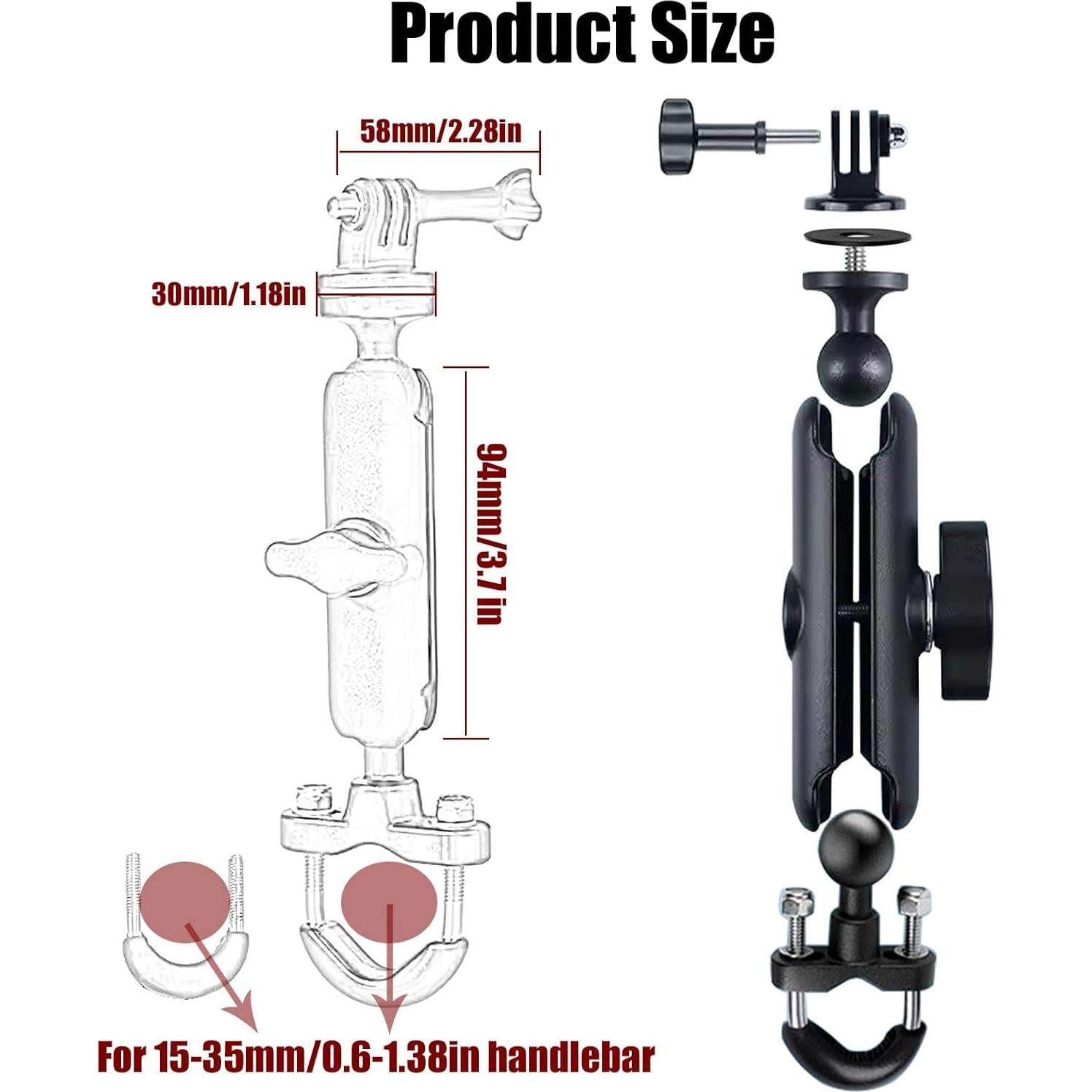 Soporte de cámara deportiva ZTYIOHG para manillar 360°