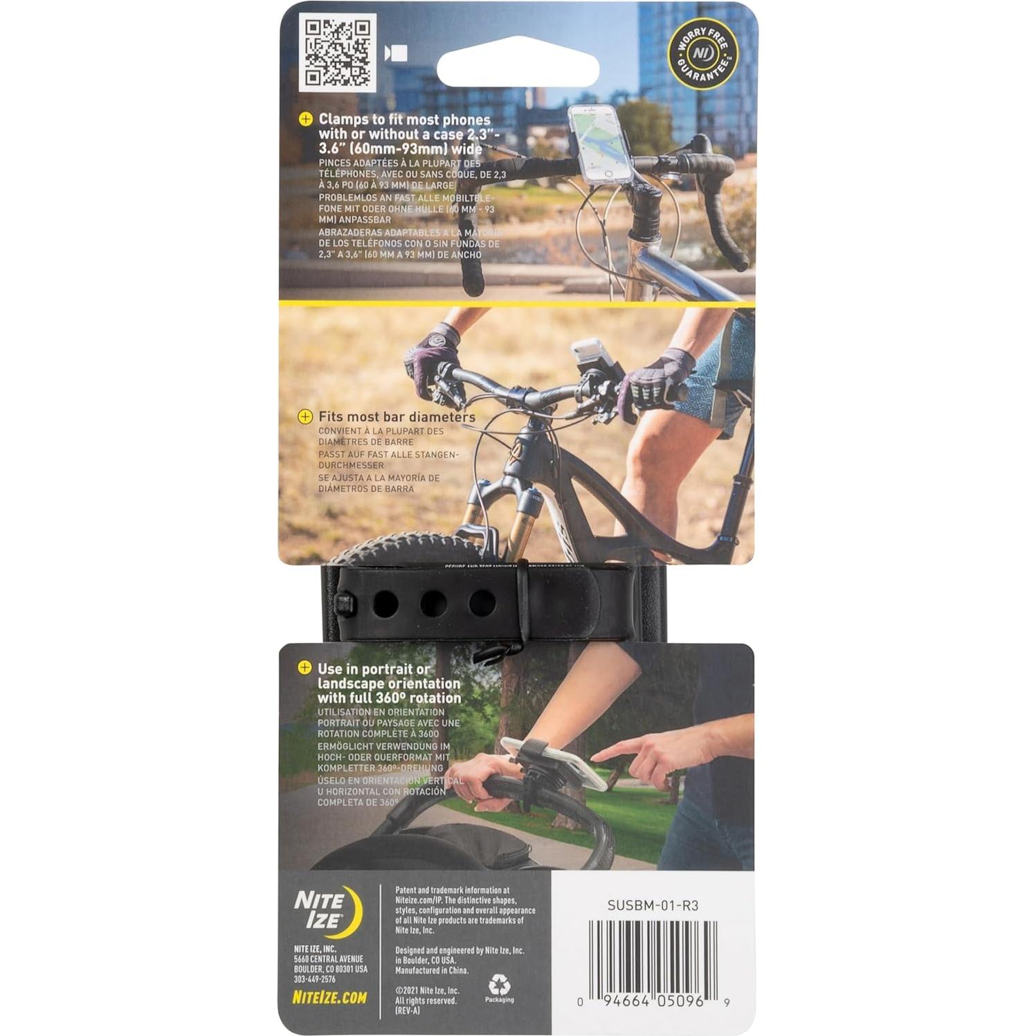 Soporte de Manillar para Smartphone Nite Ize Squeeze Negro - Rotativo 360°