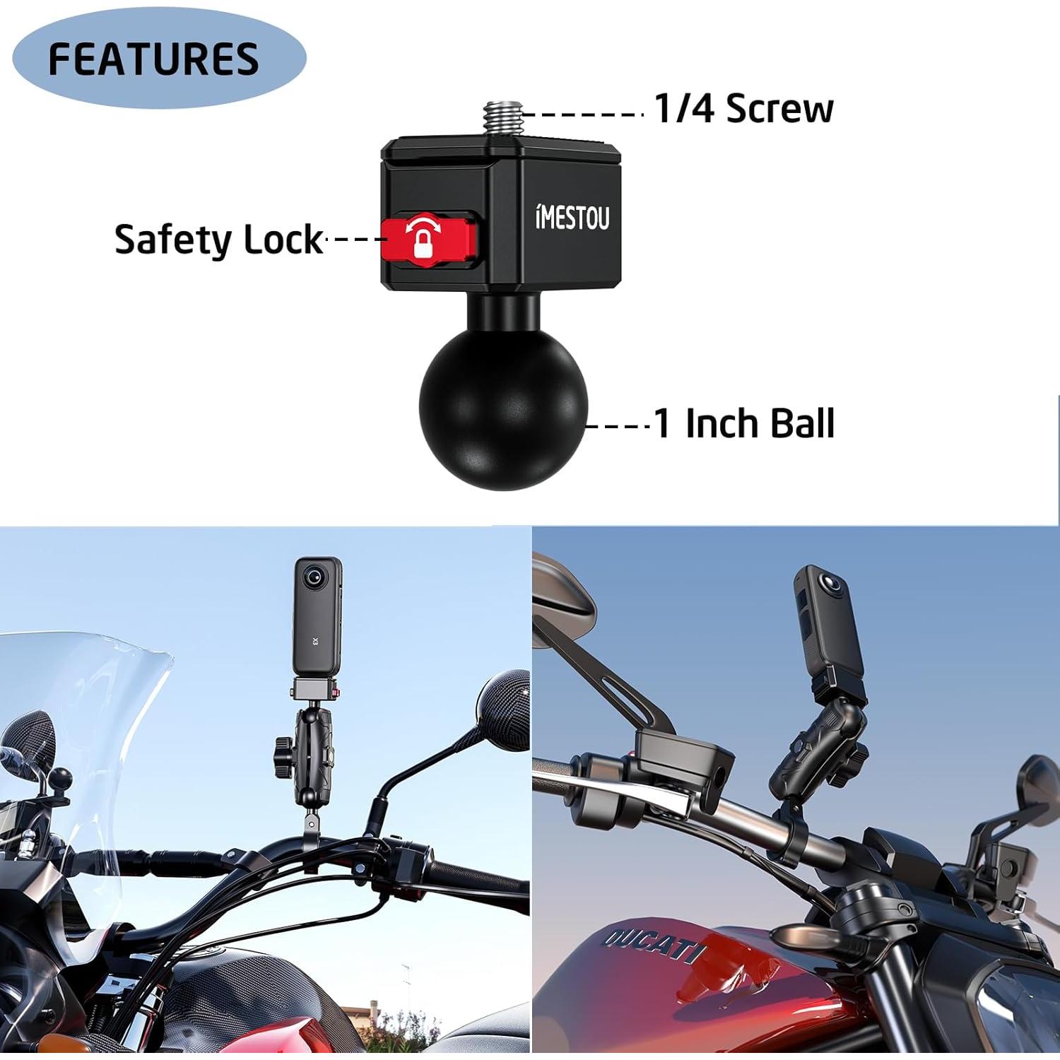 Soporte para Cámara Deportiva iMESTOU con Tornillo 1/4 y Cabeza Ajustable 360°