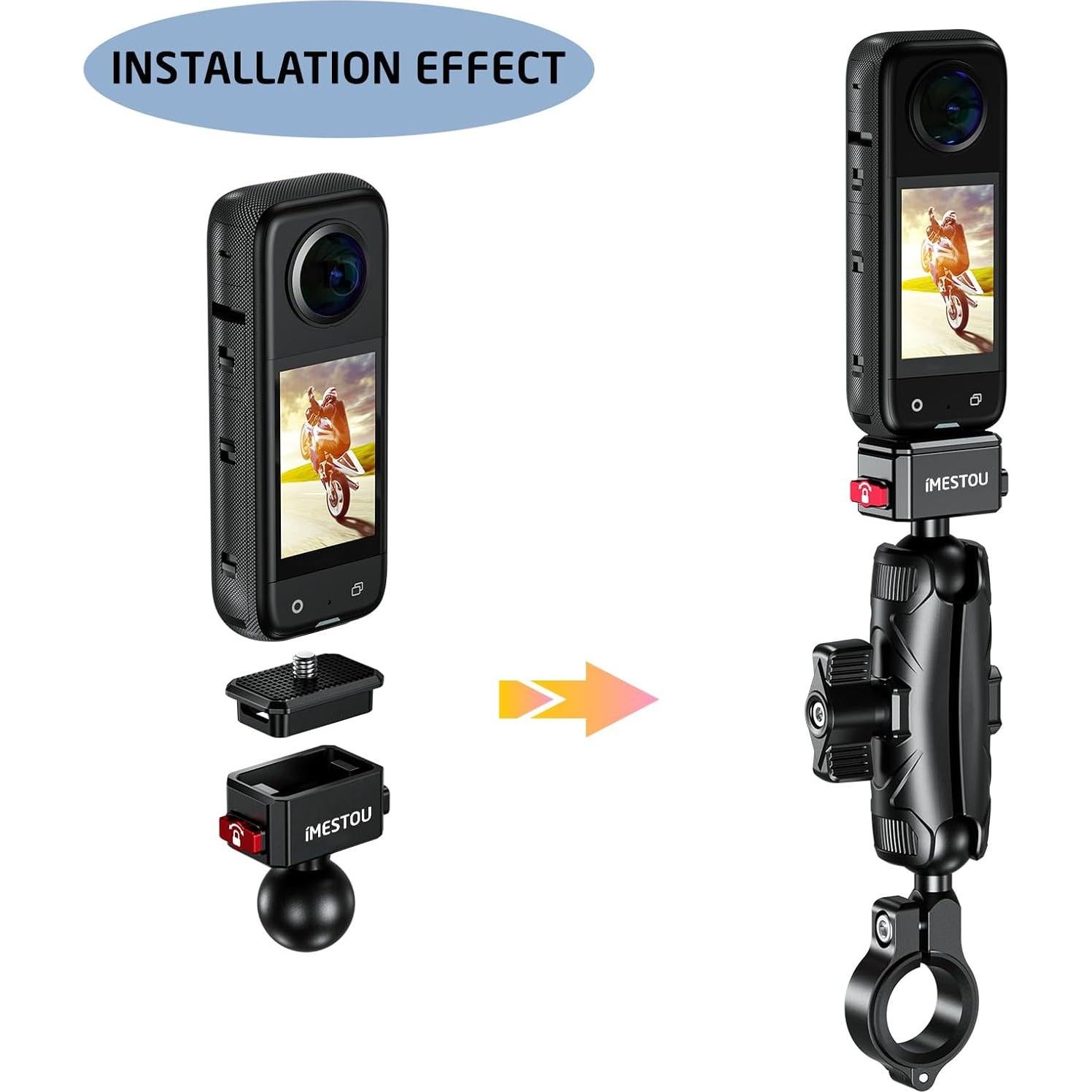 Soporte para Cámara Deportiva iMESTOU con Tornillo 1/4 y Cabeza Ajustable 360°