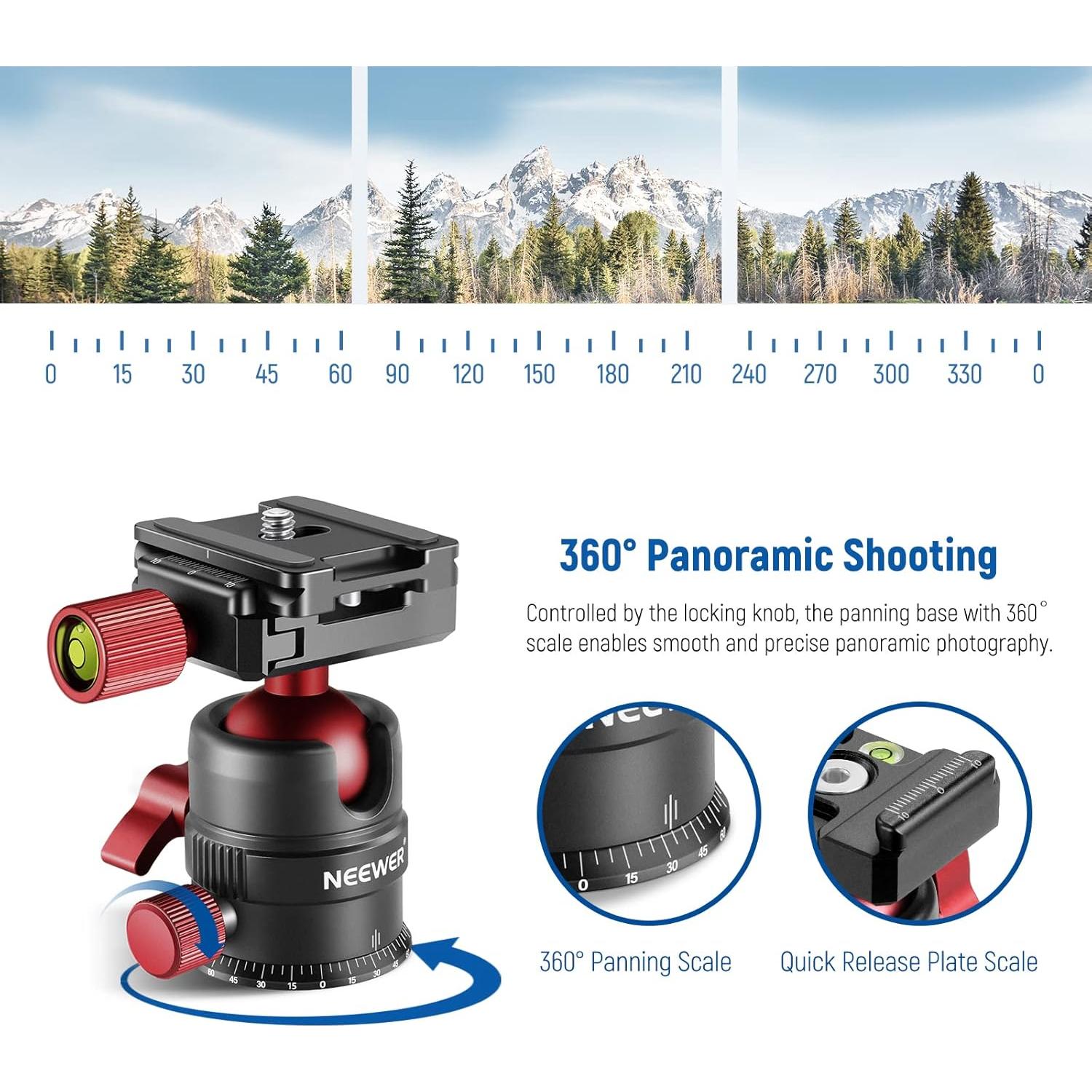 Cabezal de Trípode NEEWER GM28 con Placa Rápida 5kg