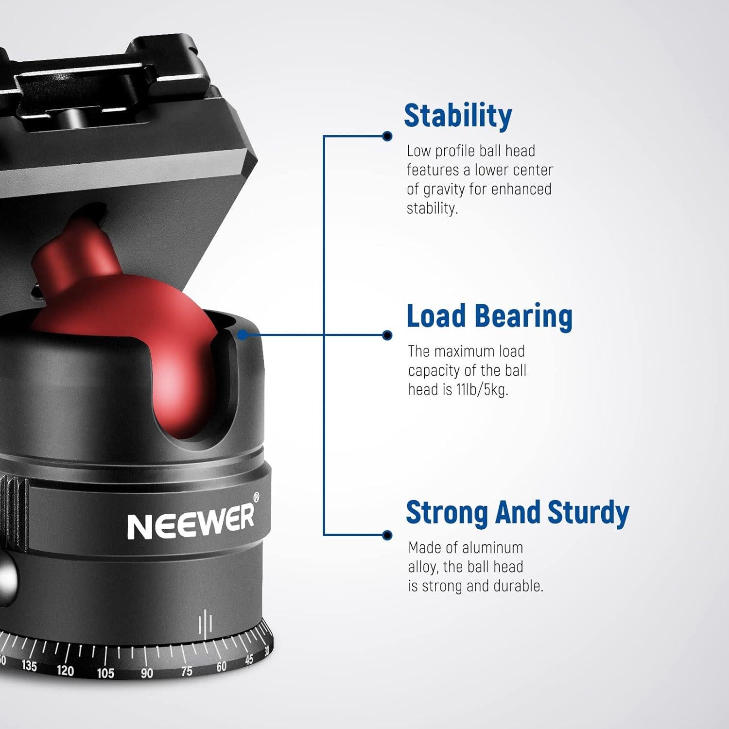 Cabezal de Trípode NEEWER GM28 con Placa Rápida 5kg