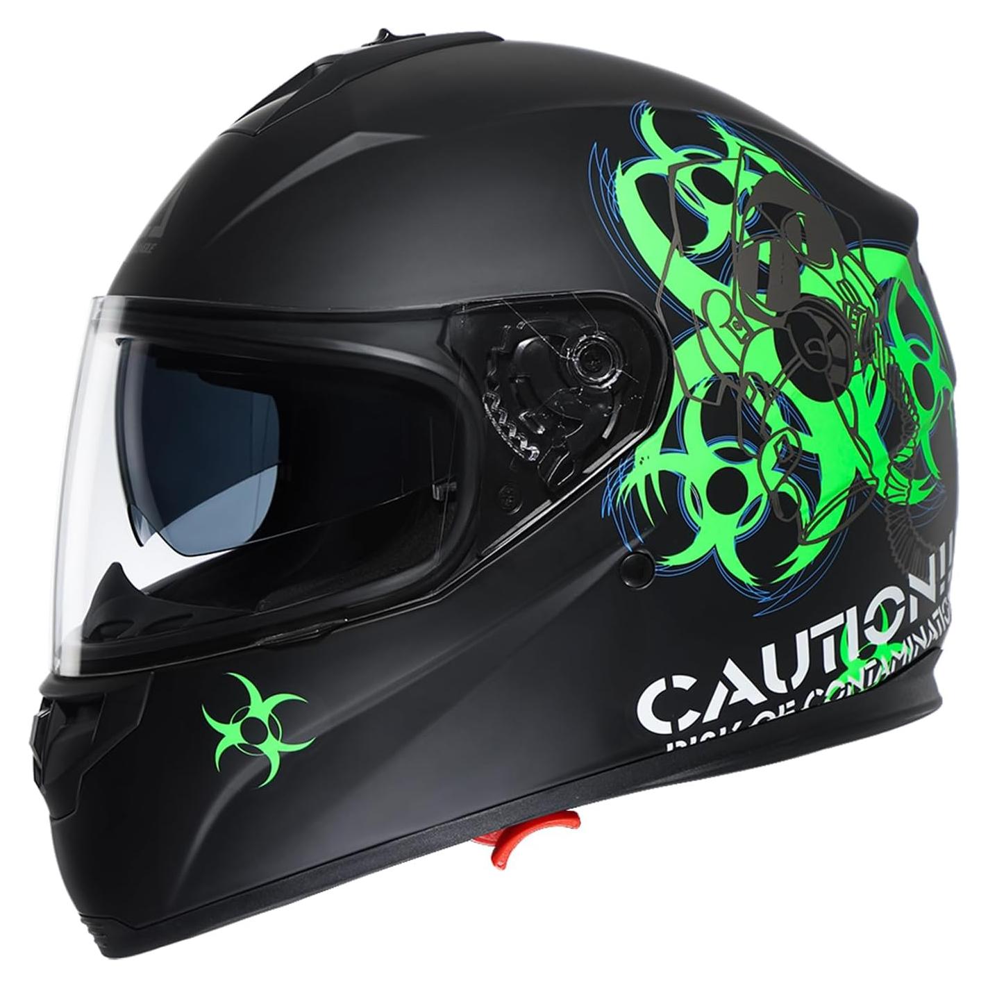 Casco Full Face Jinhua Bokai TFF17 Verde Mate Doble Visor