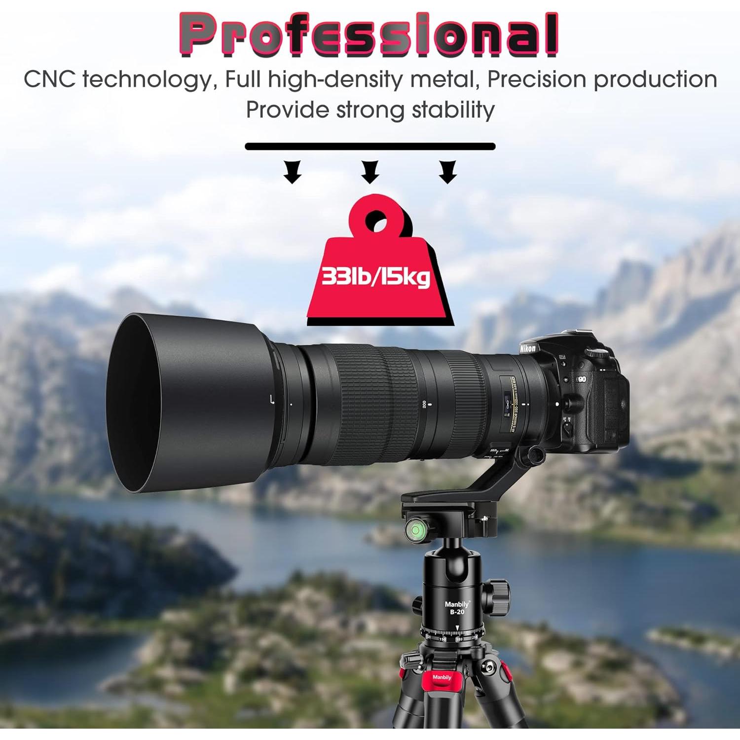 Cabezal de bola Manbily B-20 para trípode 360° carga 15kg