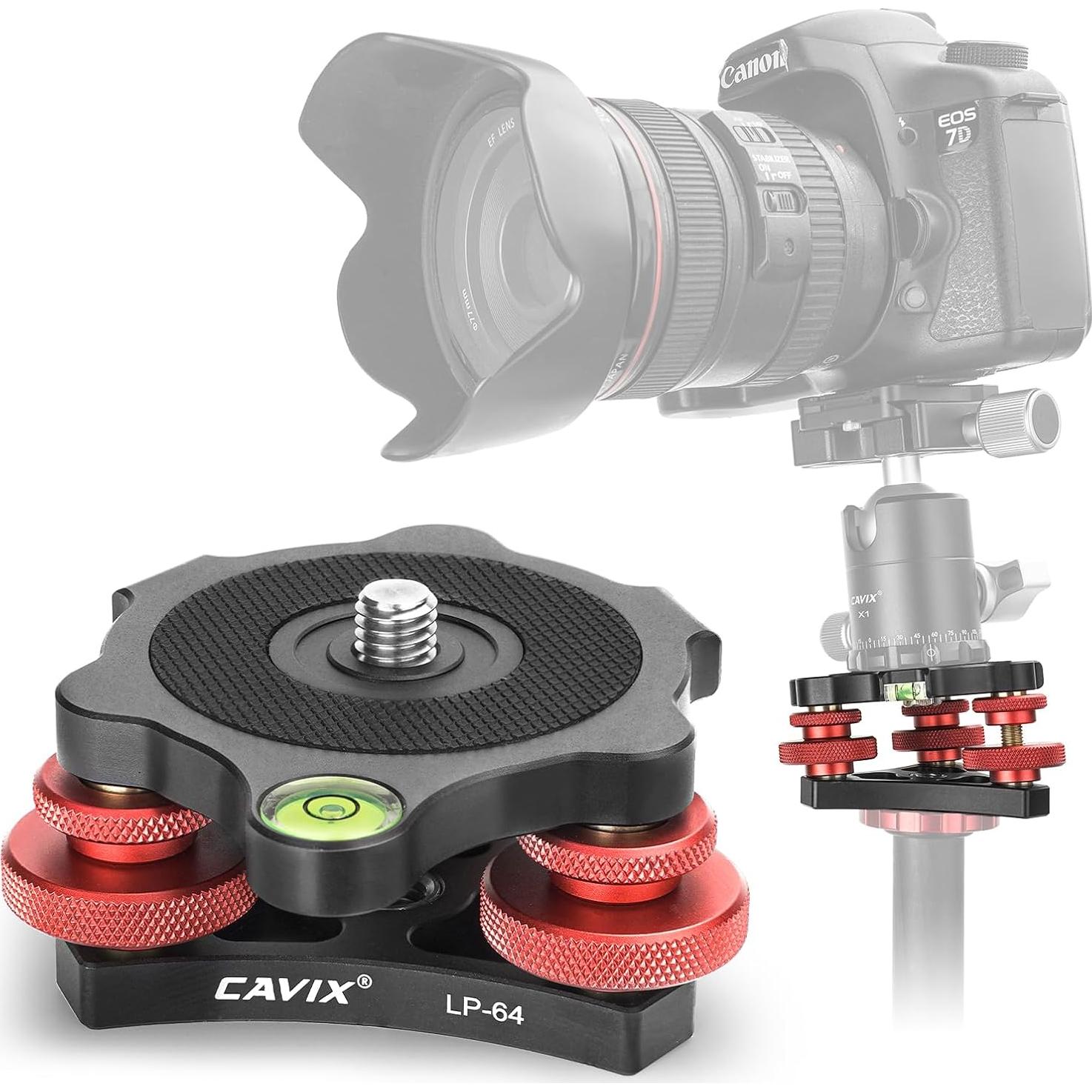 Base de Nivelación de Trípode CAVIX LP-64 Aluminio 3 Ejes