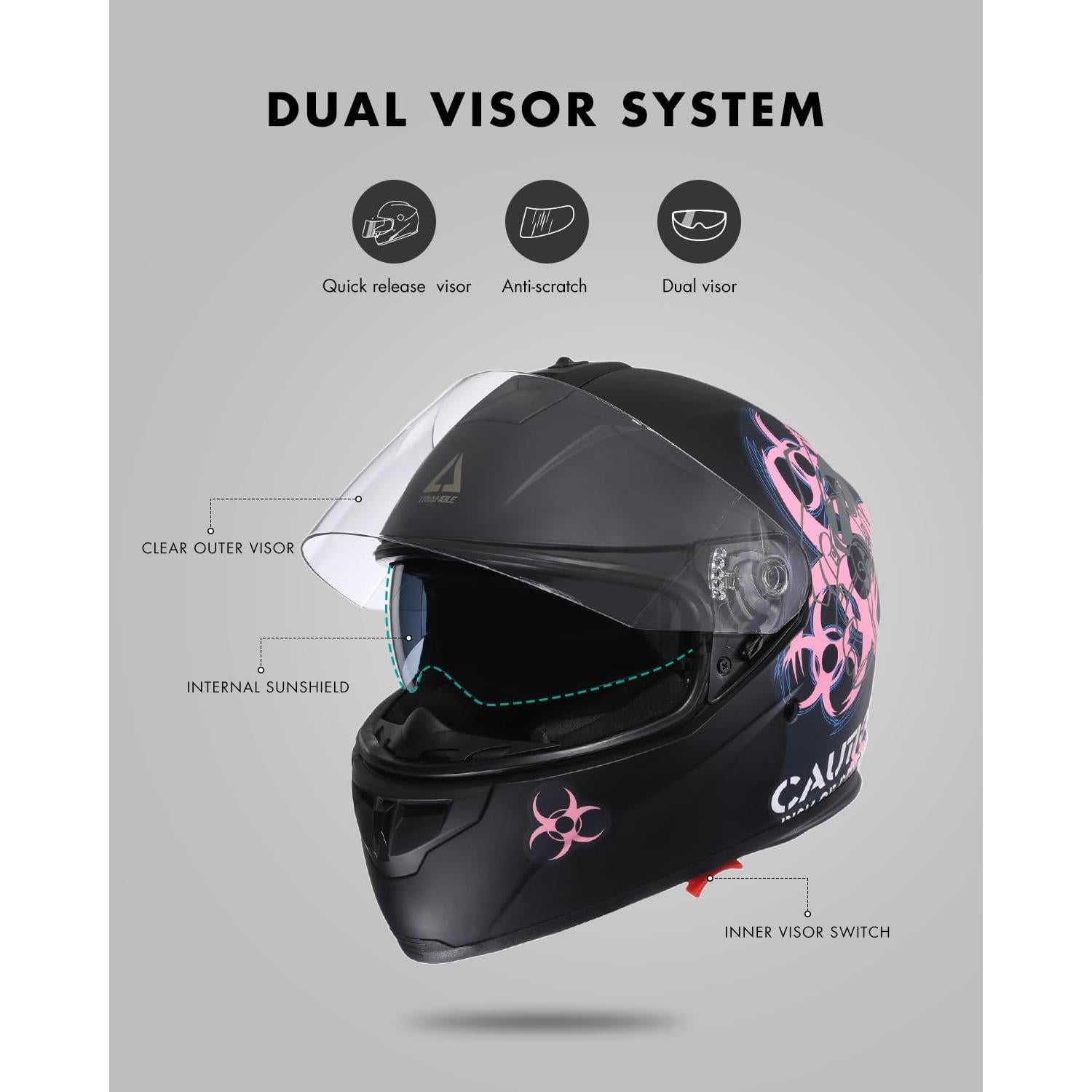 Casco Full Face Jinhua TFF17 Doble Visor Rosa X-Large