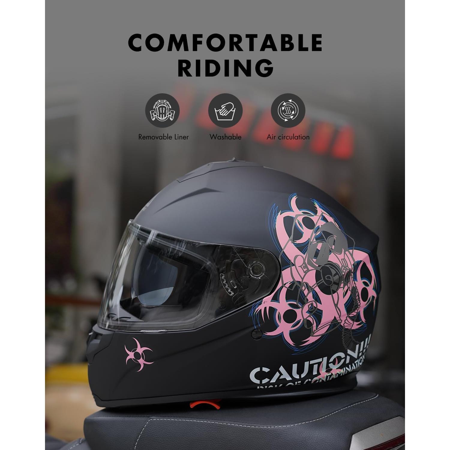 Casco Full Face Jinhua TFF17 Doble Visor Rosa X-Large