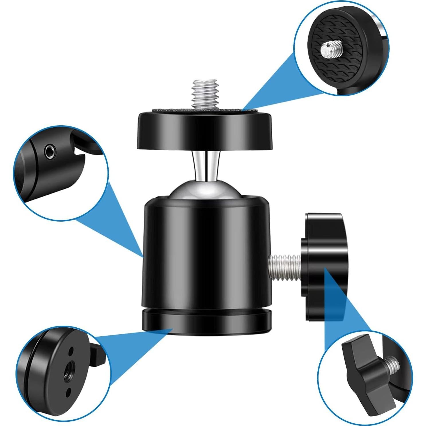 6 Piezas Cabezas de Bola Universales Folgtek 360° para Trípode