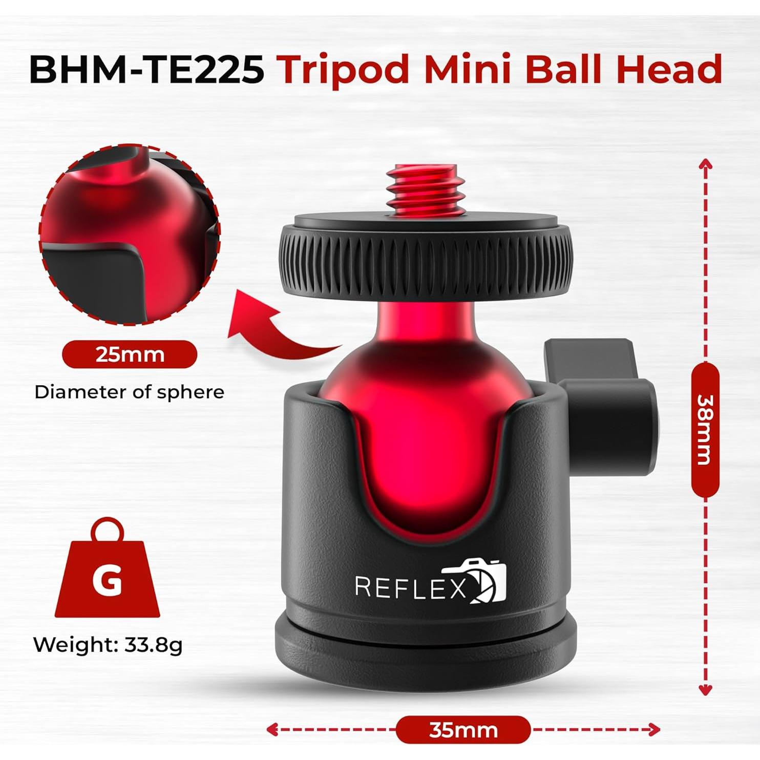 Cabezal de Bola Mini Reflex Camera Aluminio 360° 2kg