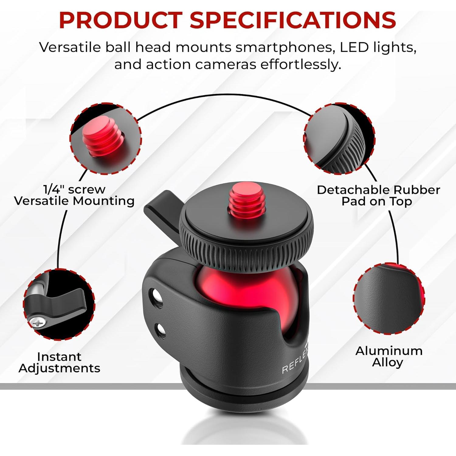 Cabezal de Bola Mini Reflex Camera Aluminio 360° 2kg