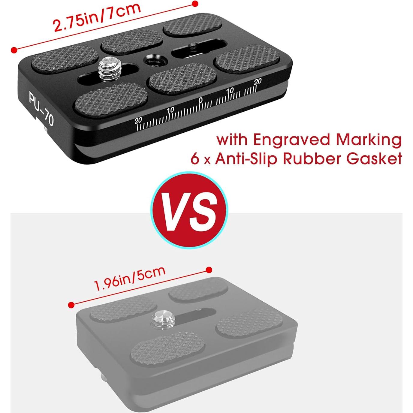 Cabezal de bola Manbily PU-70 con placa liberación rápida 70x38mm