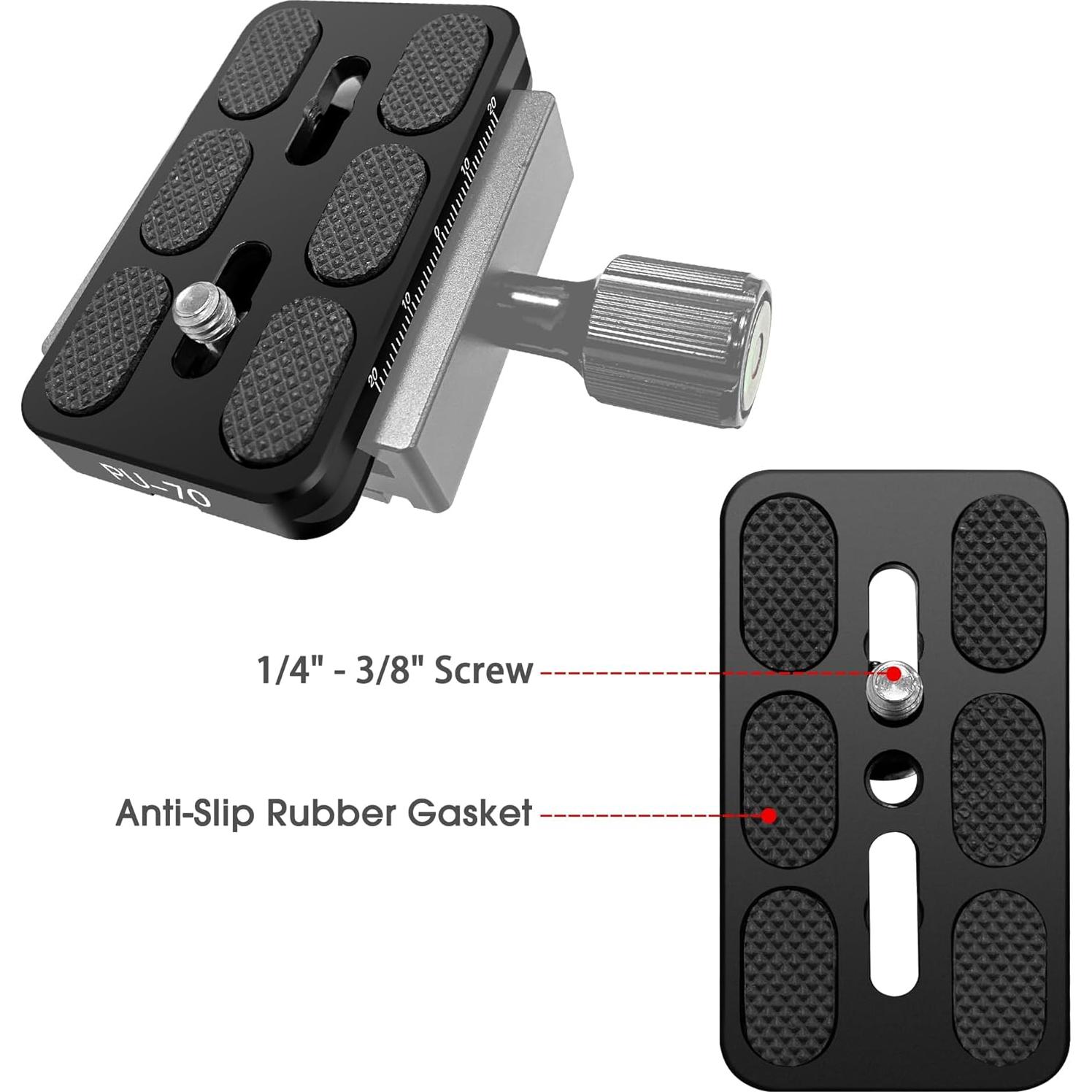 Cabezal de bola Manbily PU-70 con placa liberación rápida 70x38mm