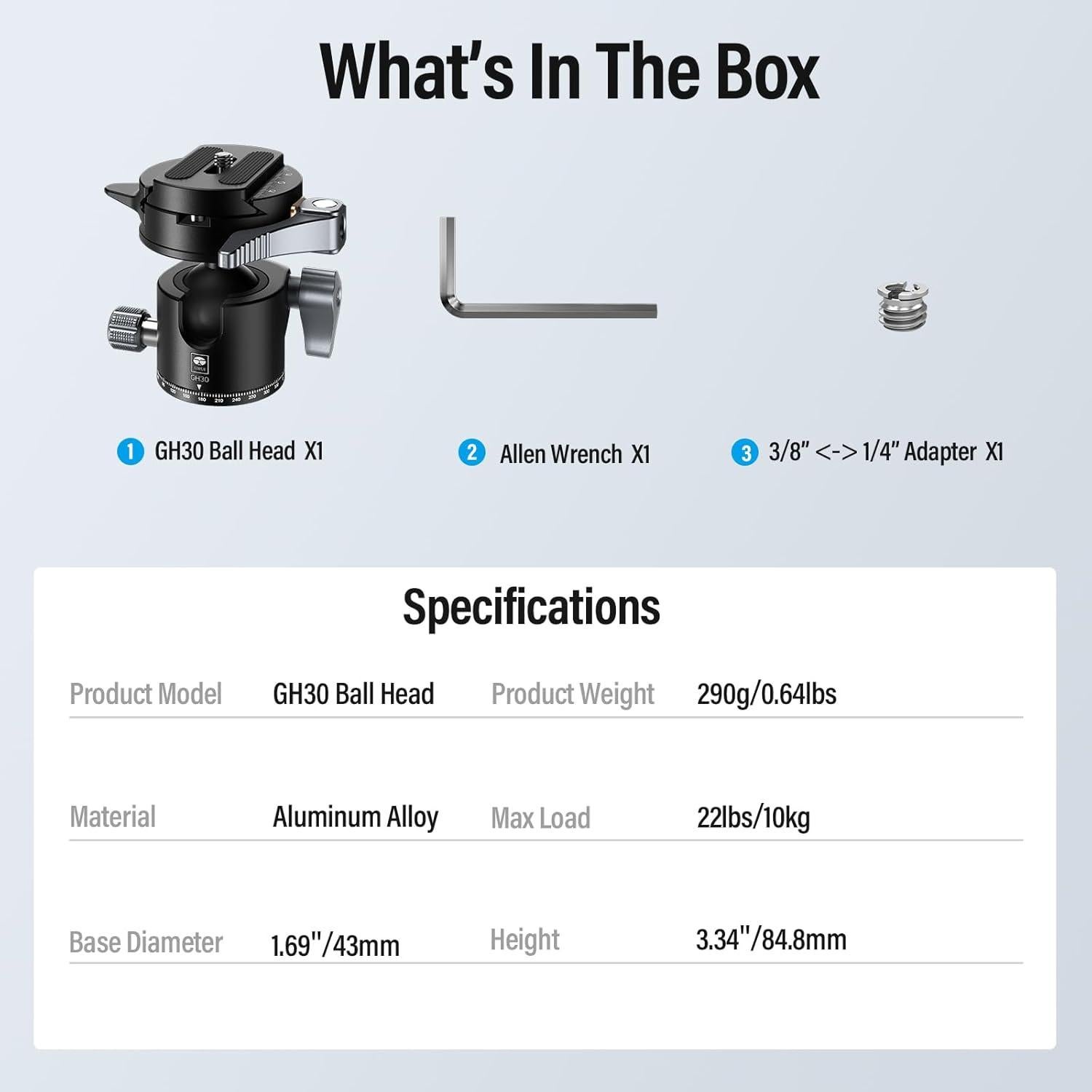 Cabezal de Trípode SIRUI GH30 con Liberación Rápida 10kg
