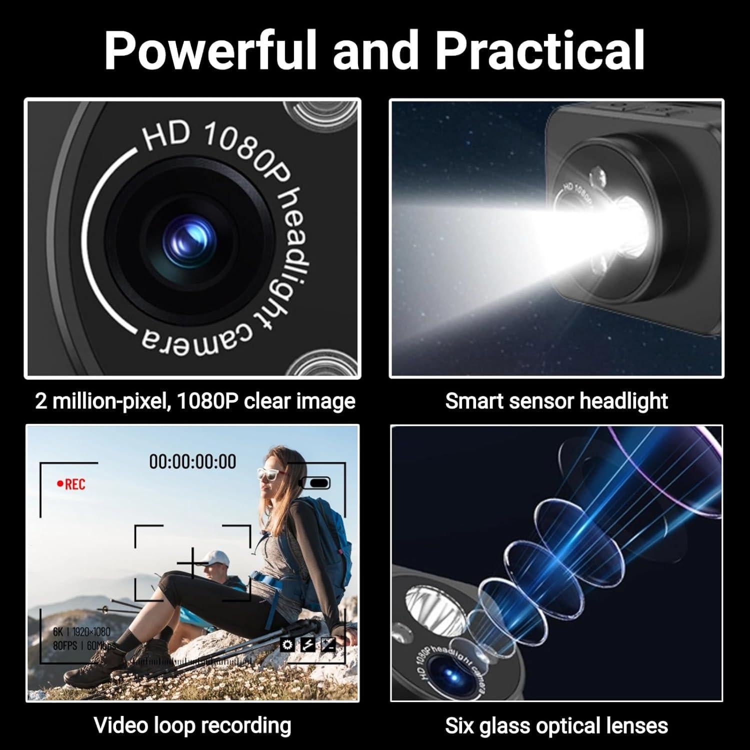 Cámara Deportiva Wyoutonon 1080P con Luz LED y 120°