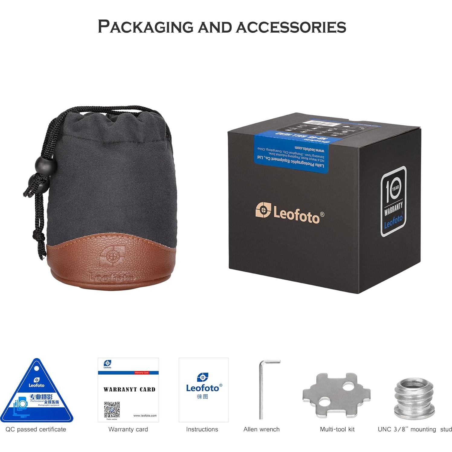 Cabezal de bola Leofoto LH-40LR 91mm con liberación rápida 20kg