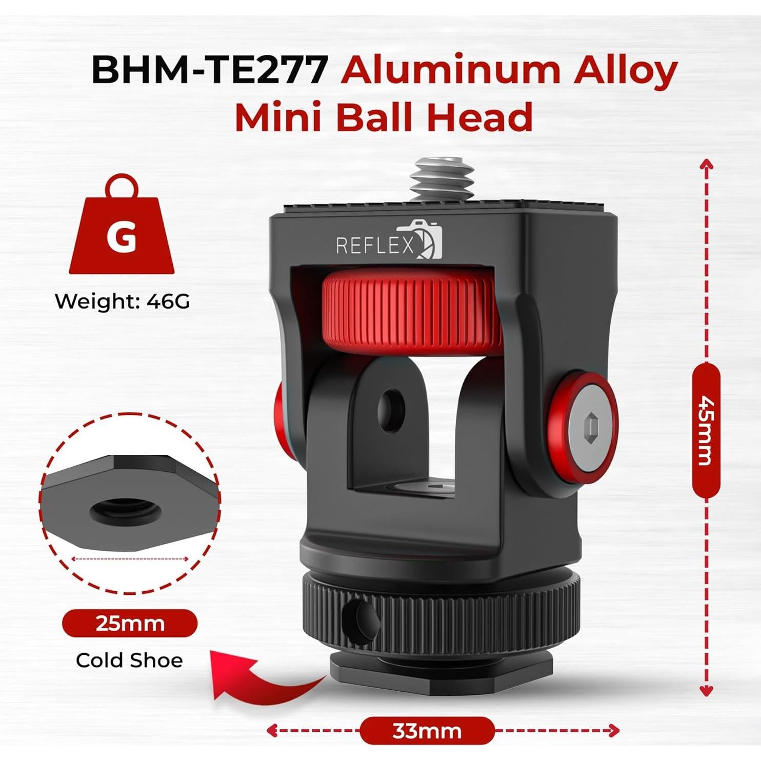 Cabezal de Bola Mini Reflex Camera TE277 Aluminio 360°