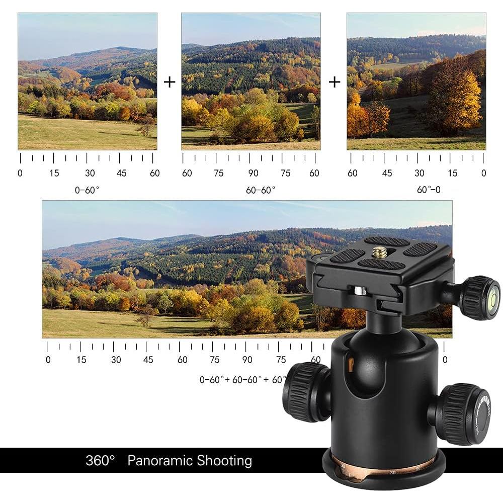 Cabezal de bola Andoer 360° para trípode, carga 8kg