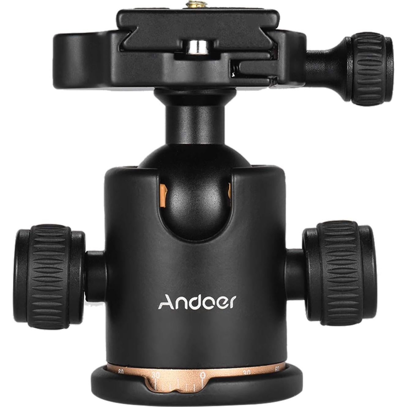 Cabezal de bola Andoer 360° para trípode, carga 8kg