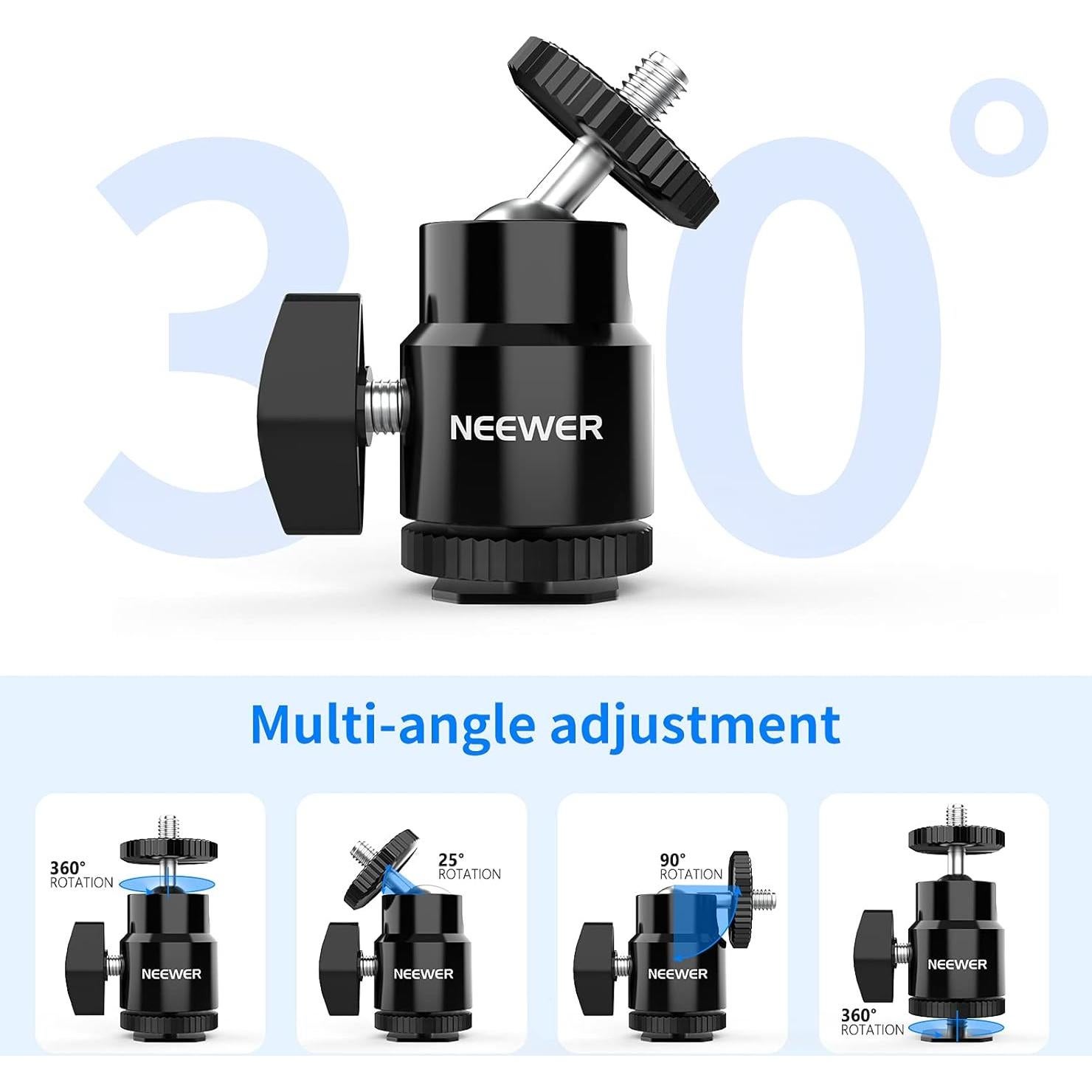 Cabezal Esférico Mini NEEWER ST17 con Zapata Fría y Tornillo 1/4"