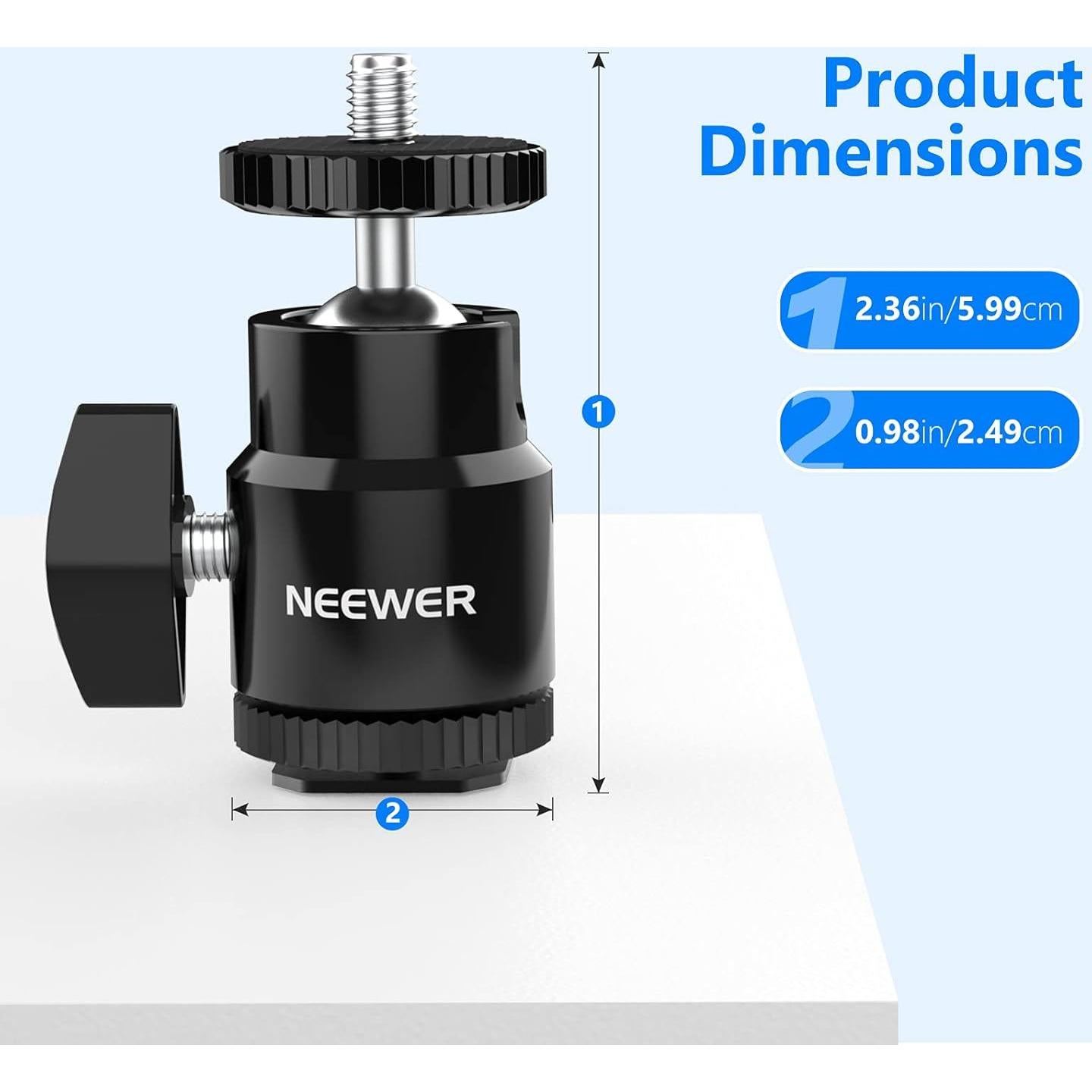 Cabezal Esférico Mini NEEWER ST17 con Zapata Fría y Tornillo 1/4"