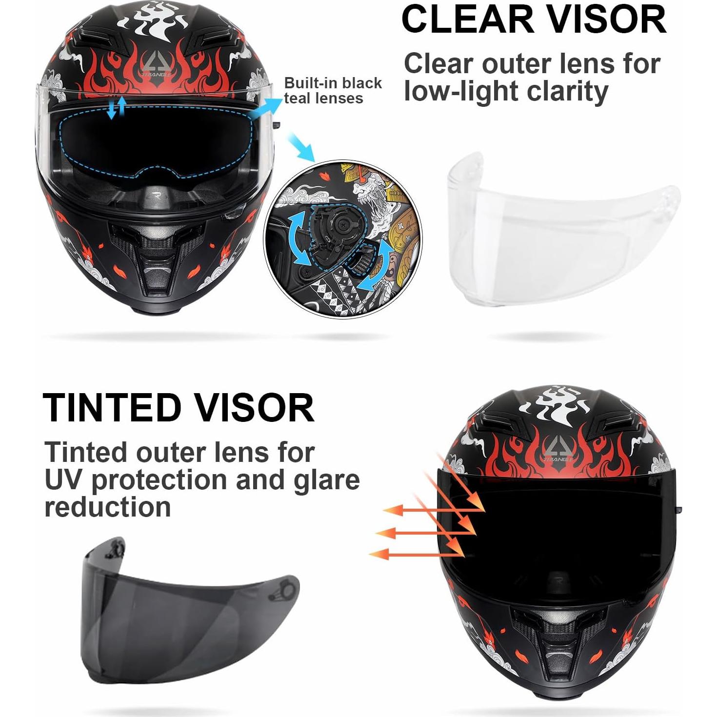 Casco Integral TRIANGLE FF351 Doble Visor Solar Mediano
