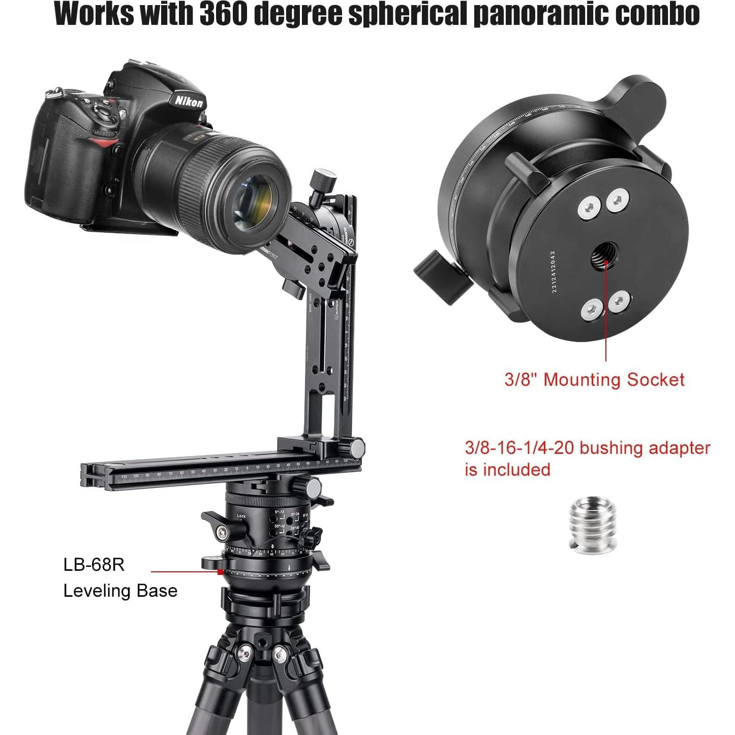 Cabezal de trípode panorámico SUNWAYFOTO LB-68R 10kg