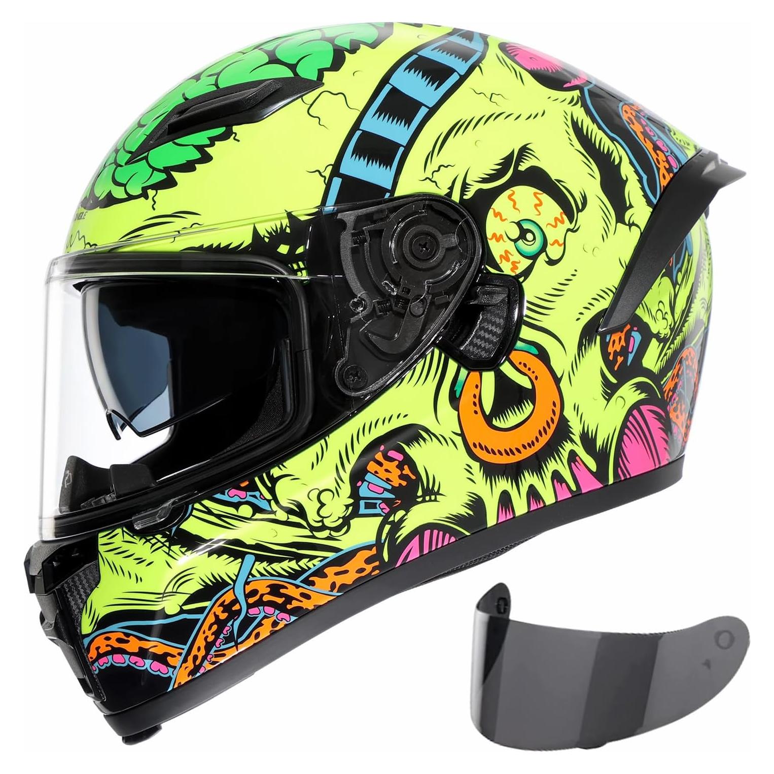 Casco de Motocicleta TRIANGLE FF351 Doble Visor Amarillo Mediano