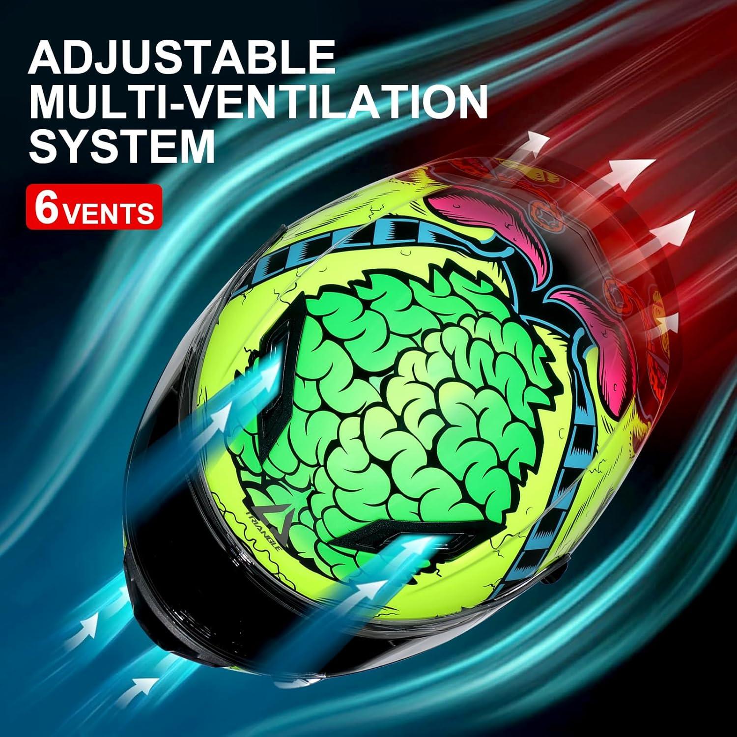 Casco de Motocicleta TRIANGLE FF351 Doble Visor Amarillo Mediano