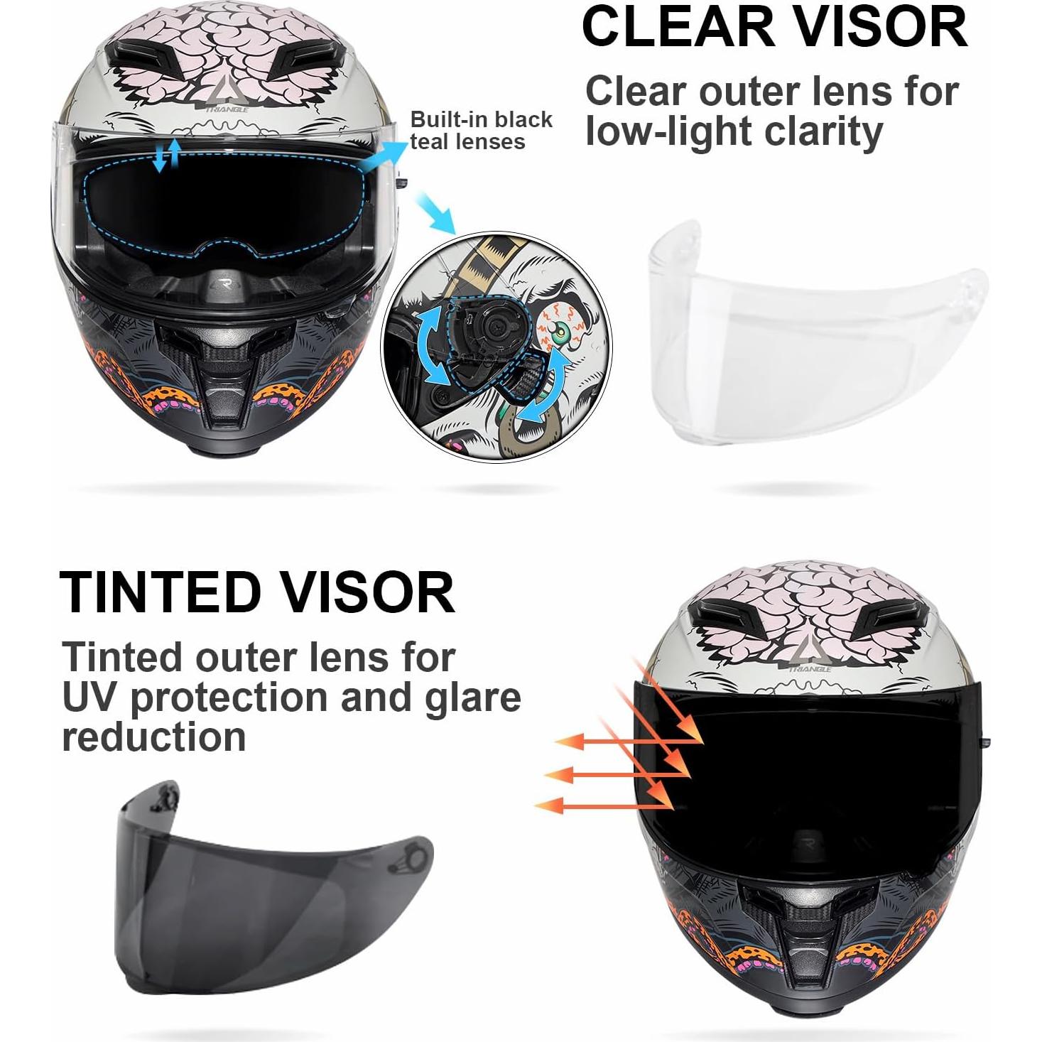 Casco Integral TRIANGLE FF351 Doble Visor Mediano Negro