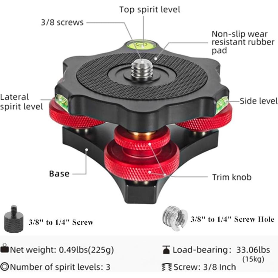 Cabezal de nivelación de trípode WYSXEBWZ +/−5° 15 kg