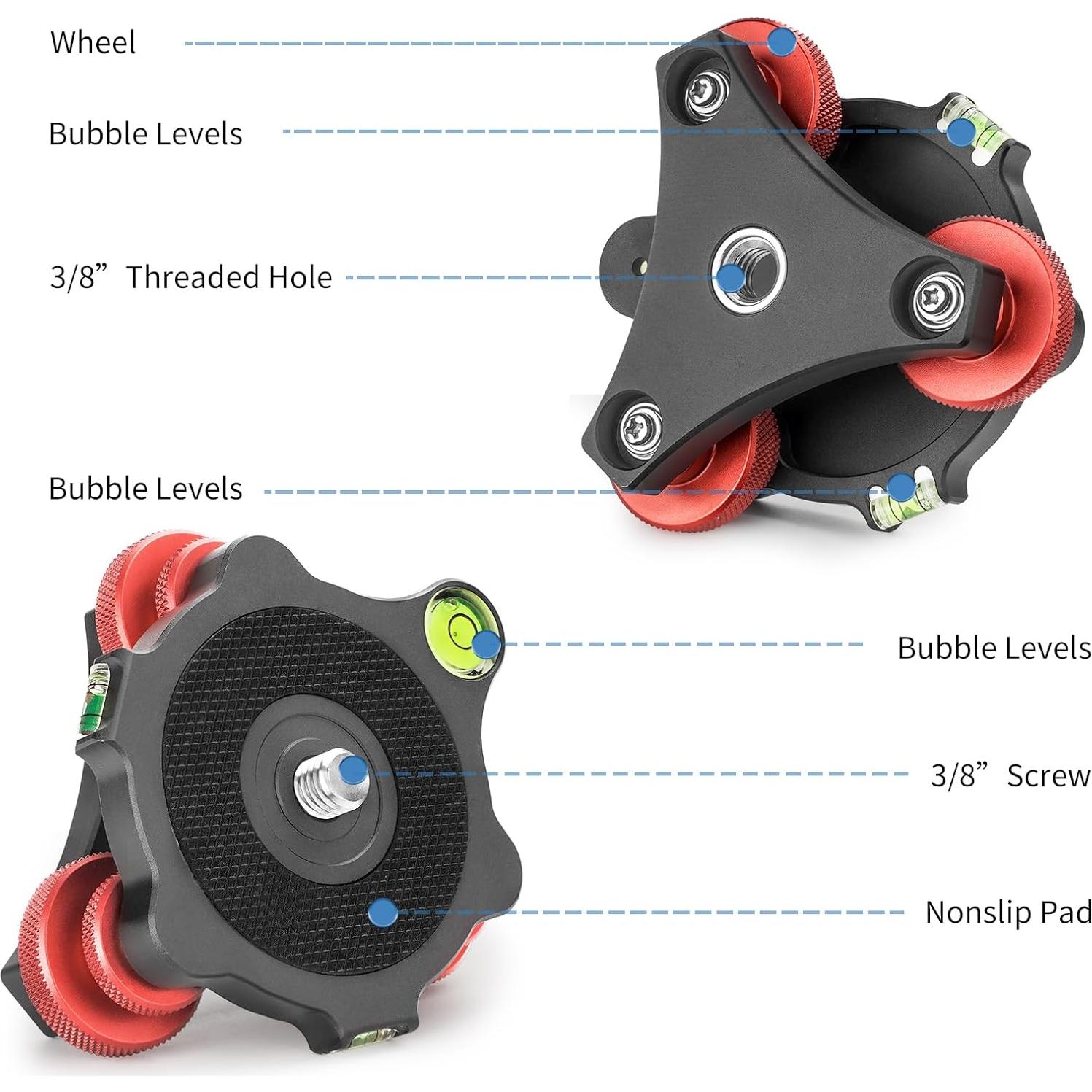 Base de Nivelación para Trípode Camerig LP-64, Aluminio, 3 Ejes