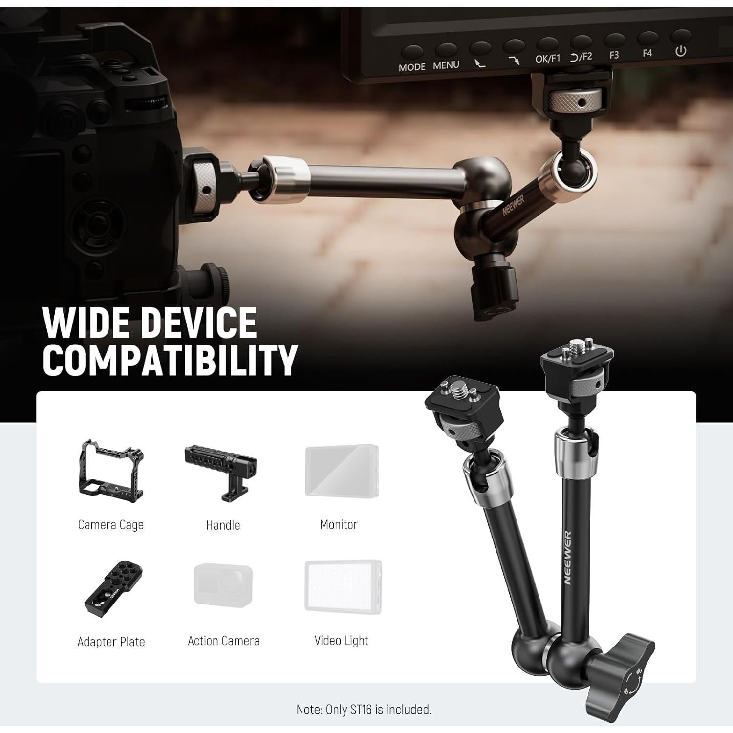 Brazo Mágico Articulado NEEWER ST16 28cm con Cabeza de Bola