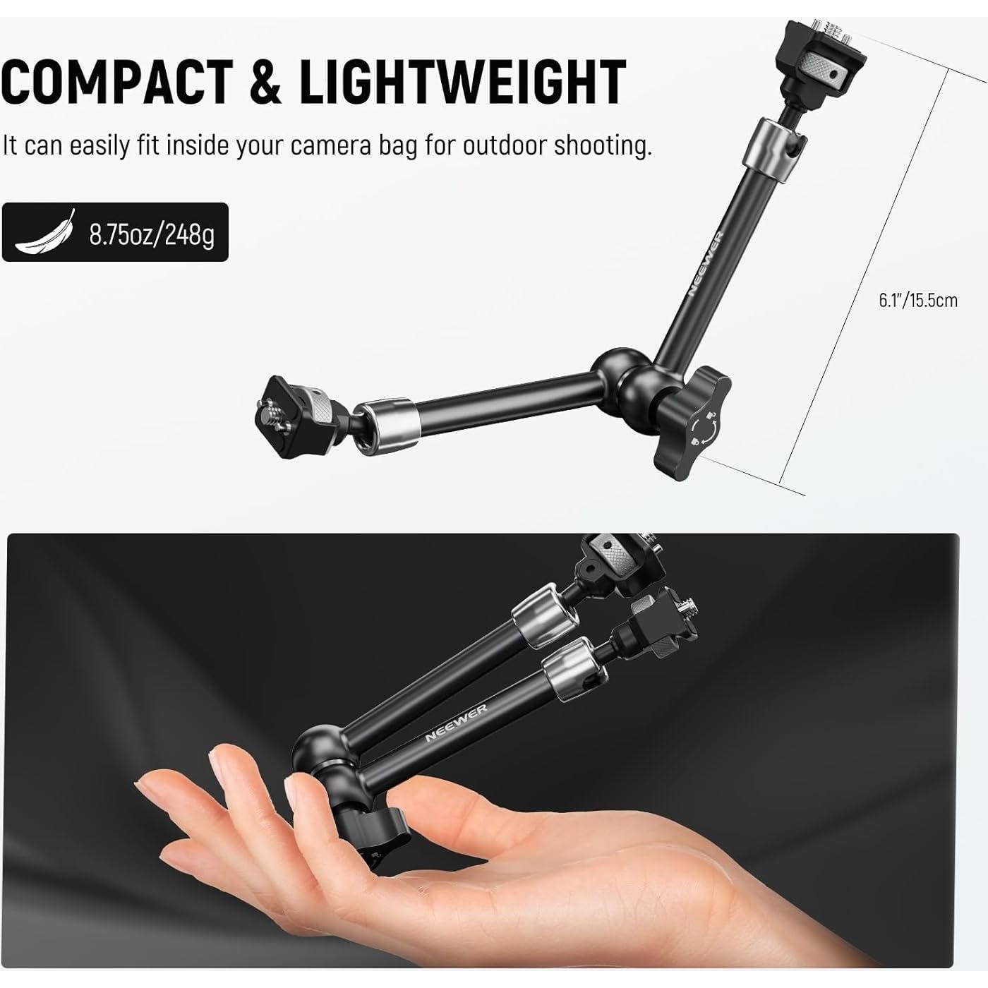 Brazo Mágico Articulado NEEWER ST16 28cm con Cabeza de Bola