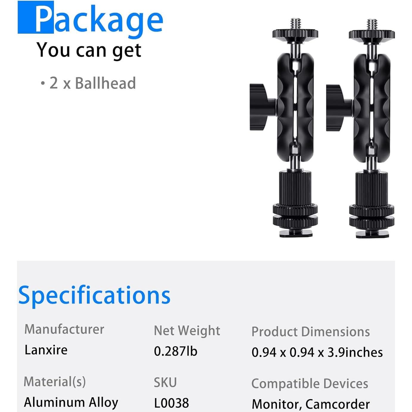 Adaptador Doble Bola Lanxire L0038 con Montura Fría - Paquete de 2