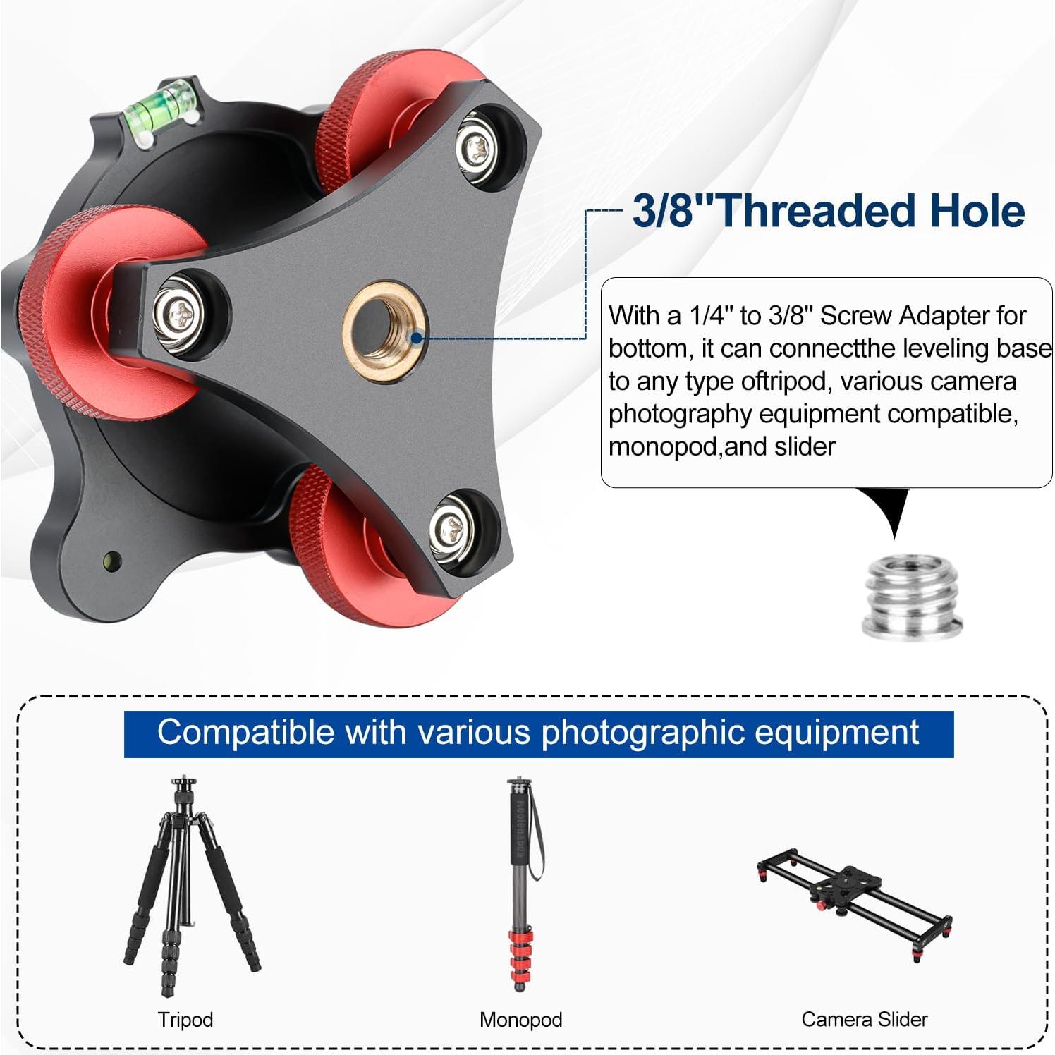 Base de Nivelación Koolehaoda LP-64 para Trípode DSLR