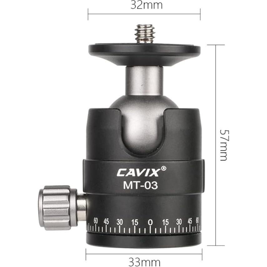 Cabezal de bola mini CAVIX MT-03 para trípode 5 kg