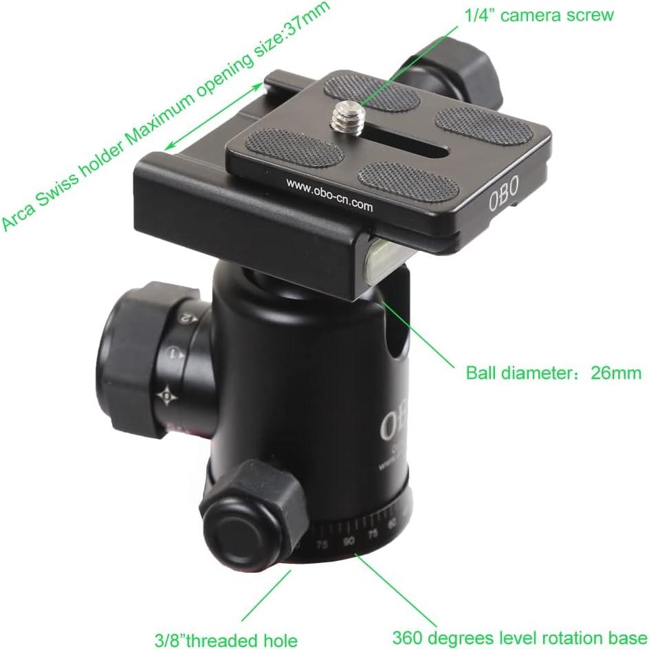 Trípode de Aluminio OBO BA224+B1 con Cabeza Panorámica 145cm