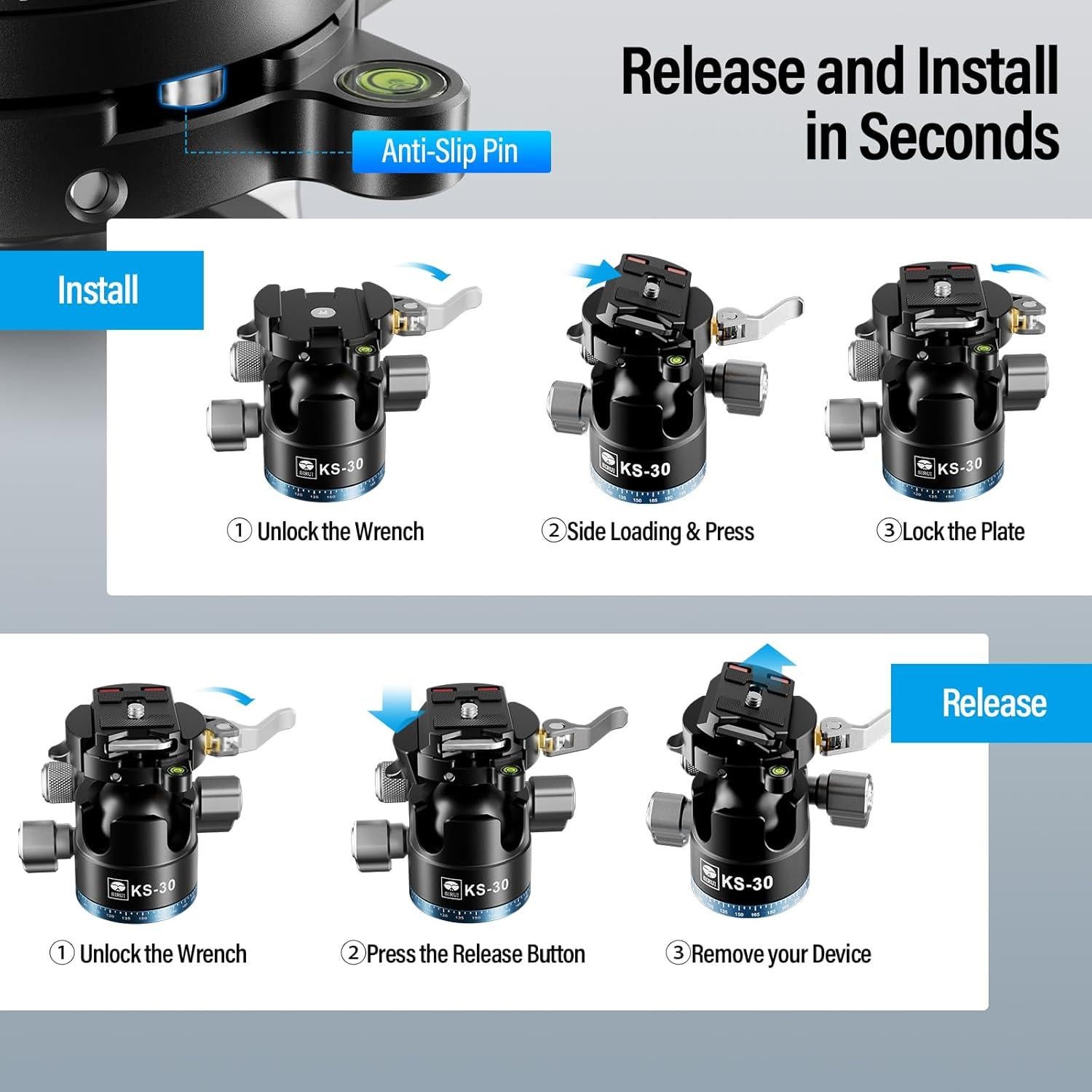 Cabezal de Bola SIRUI KS-30 de Aluminio 36mm para Trípode