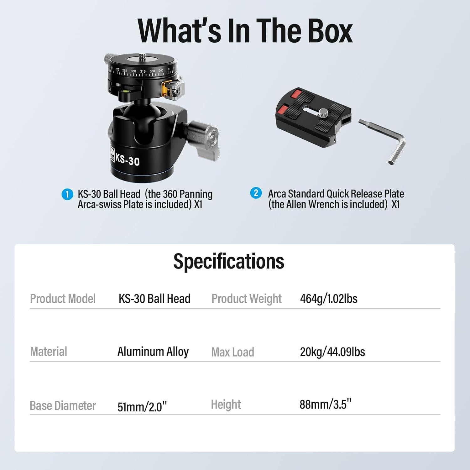 Cabezal de Bola SIRUI KS-30 de Aluminio 36mm para Trípode