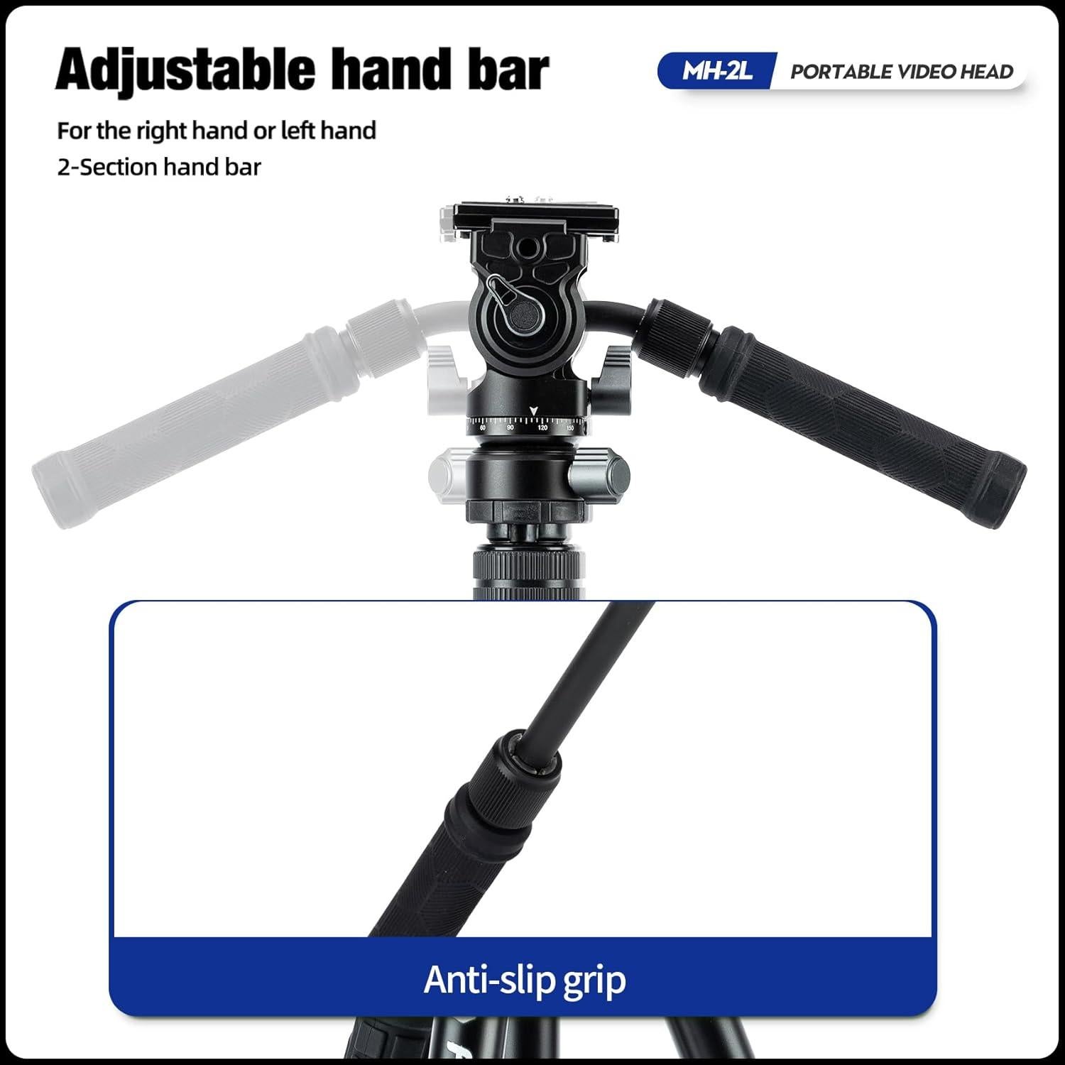 Cabezal de video Fotopro MH-2L con placa QR 3kg para DSLR