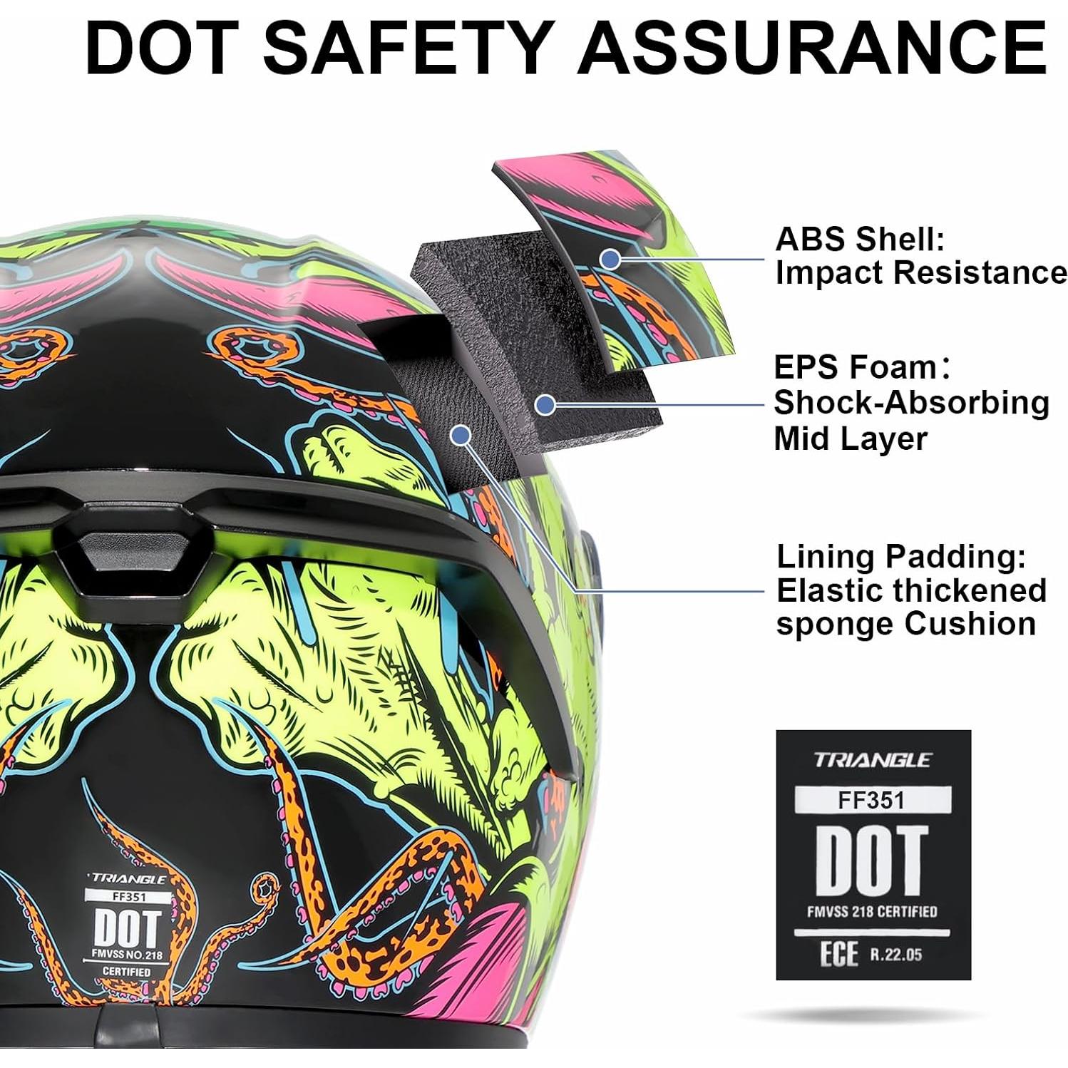 Casco Integral TRIANGLE FF351 Doble Visera Amarillo Grande