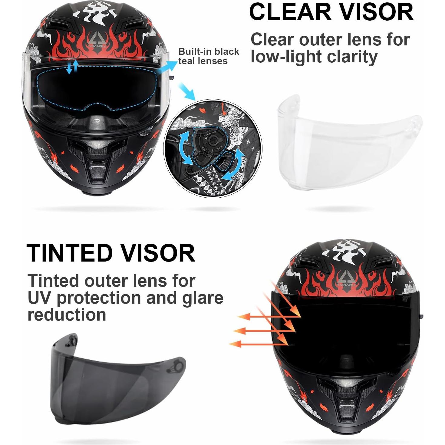 Casco Integral TRIANGLE FF351 Doble Visor Solar Grande