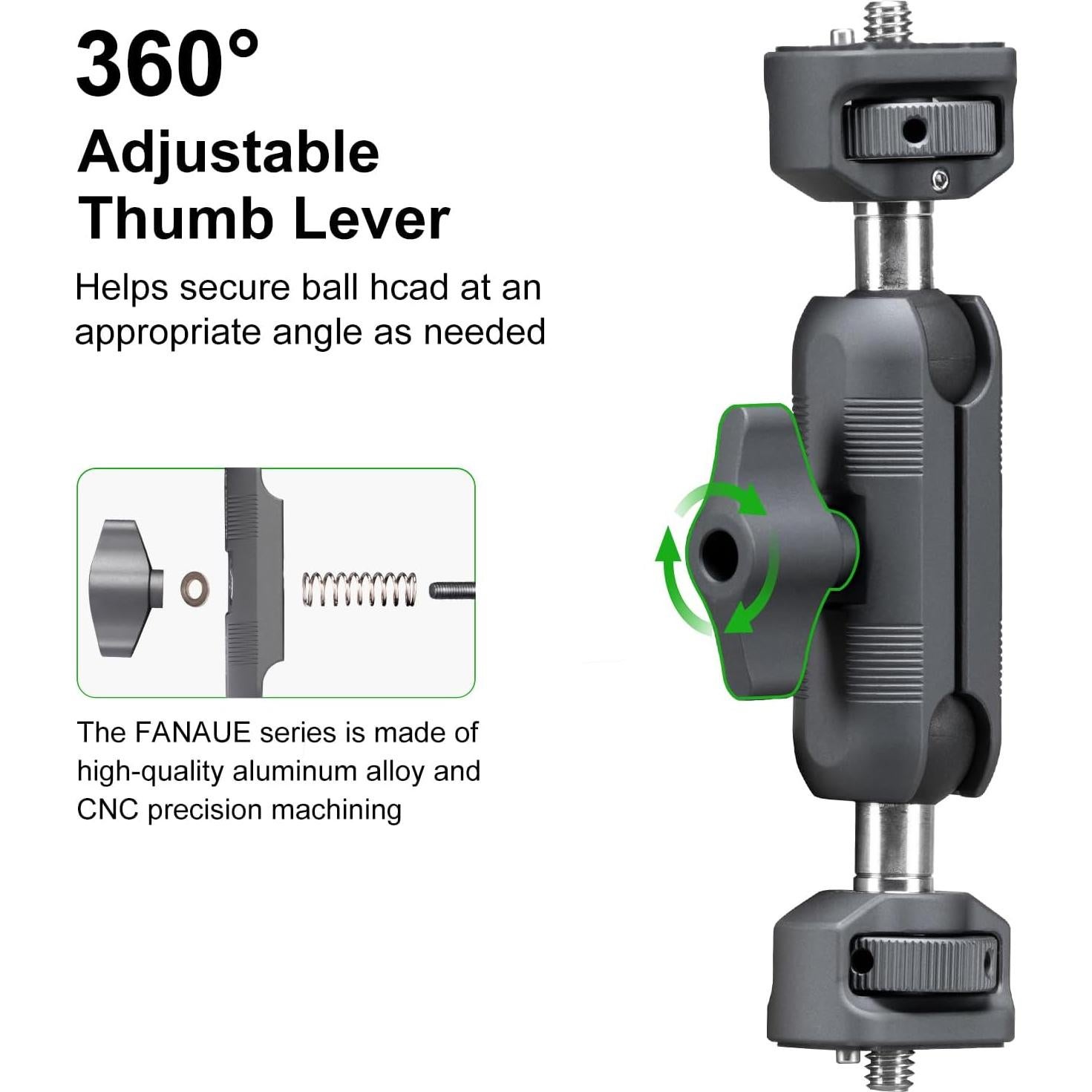 Soporte Articulado FANAUE para Cámara 6kg Aluminio Ajustable