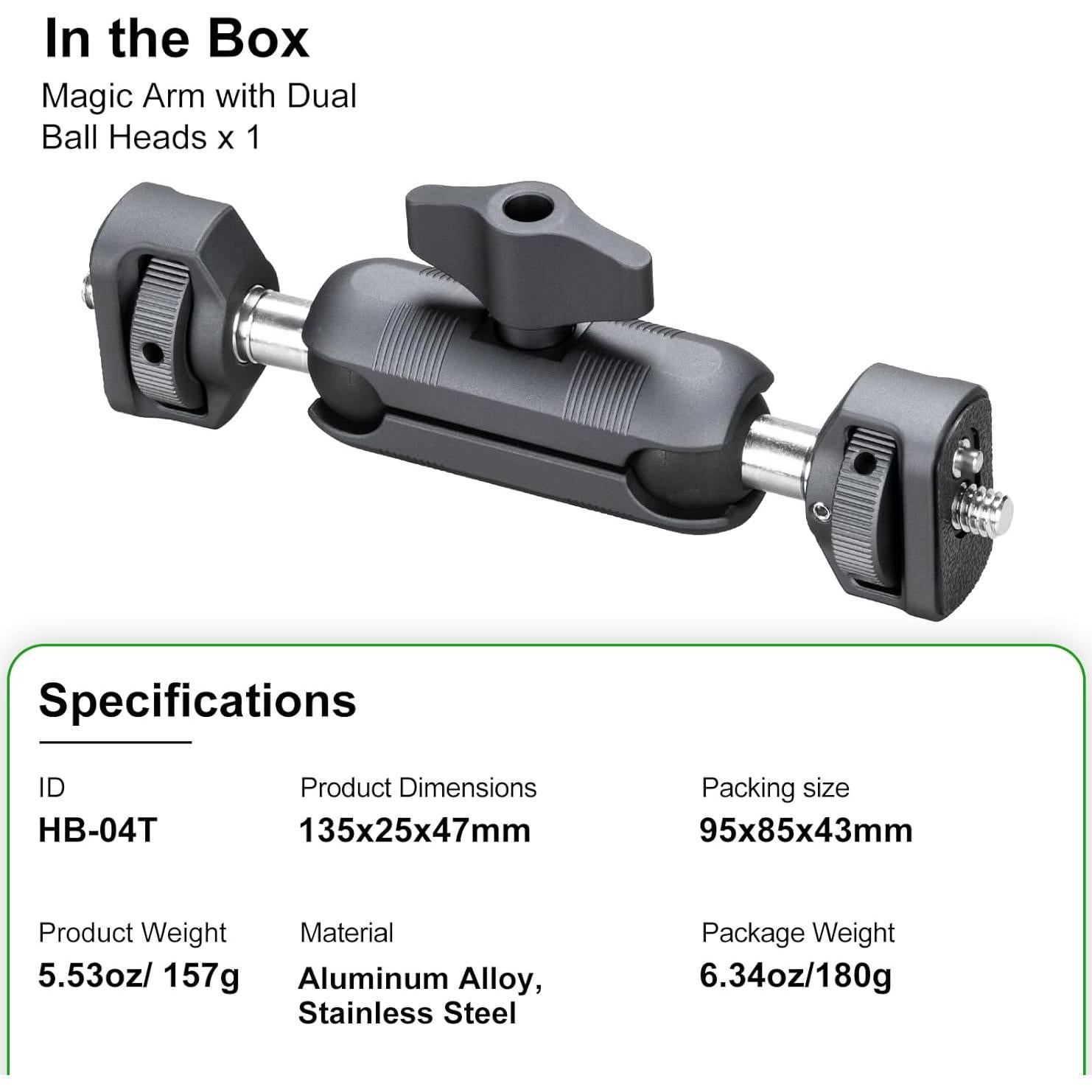 Soporte Articulado FANAUE para Cámara 6kg Aluminio Ajustable