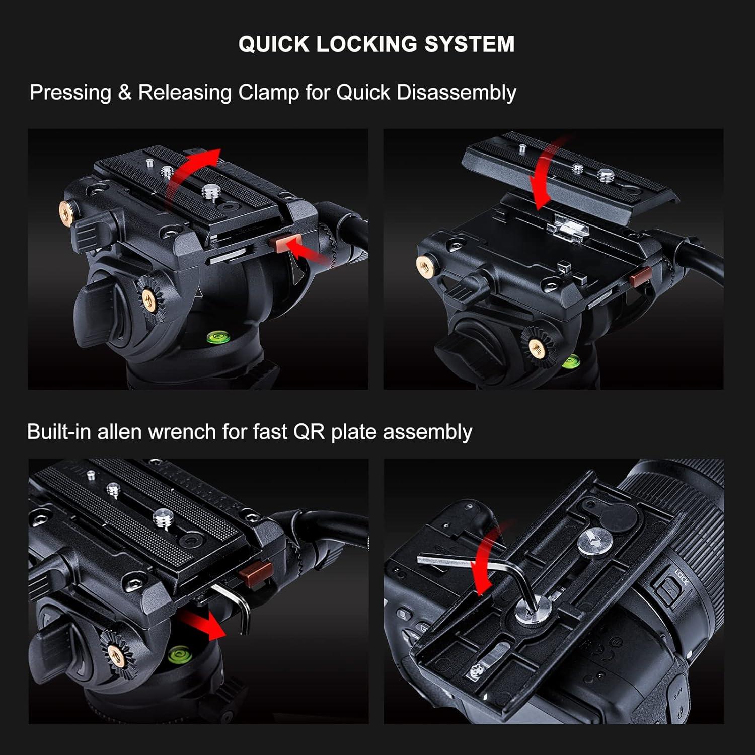 Cabezal Fluido Cayer K6 para Trípode y Monópode - Soporta 7.98 kg